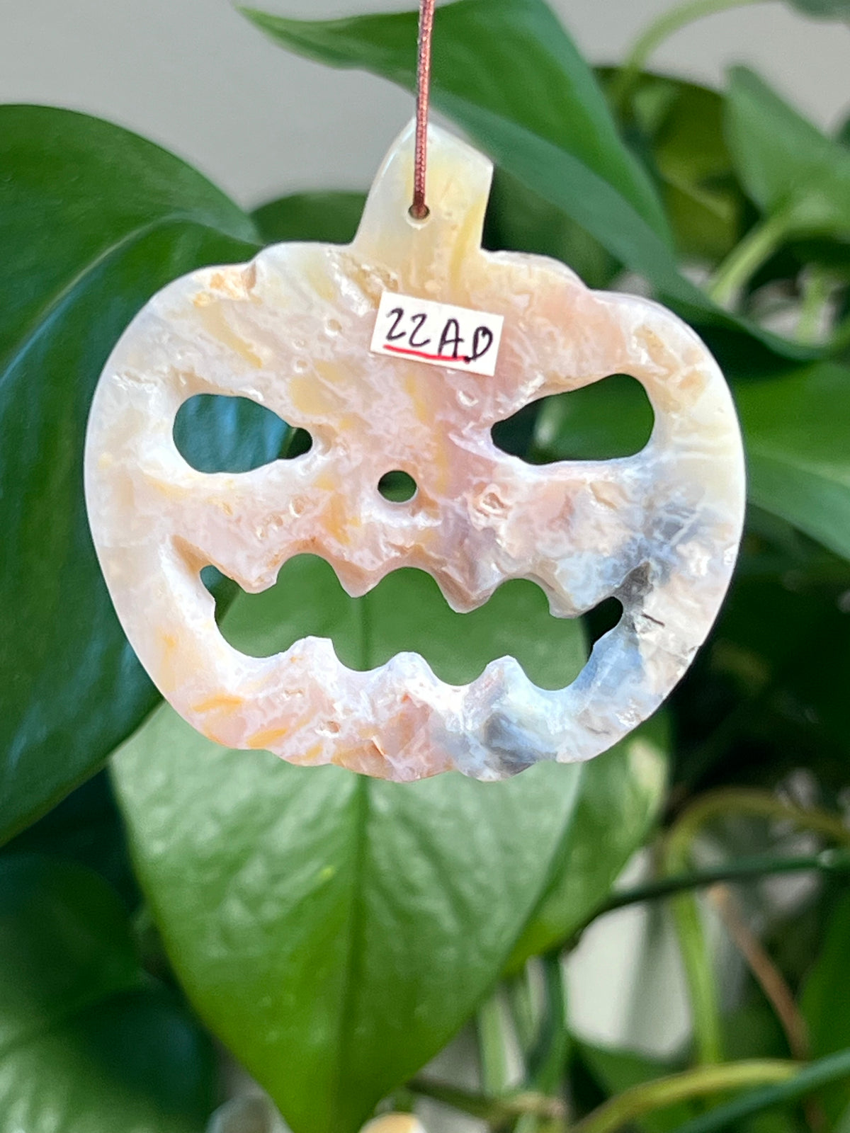 Rainbow Plume Agate Jack-O-Lantern Ornaments