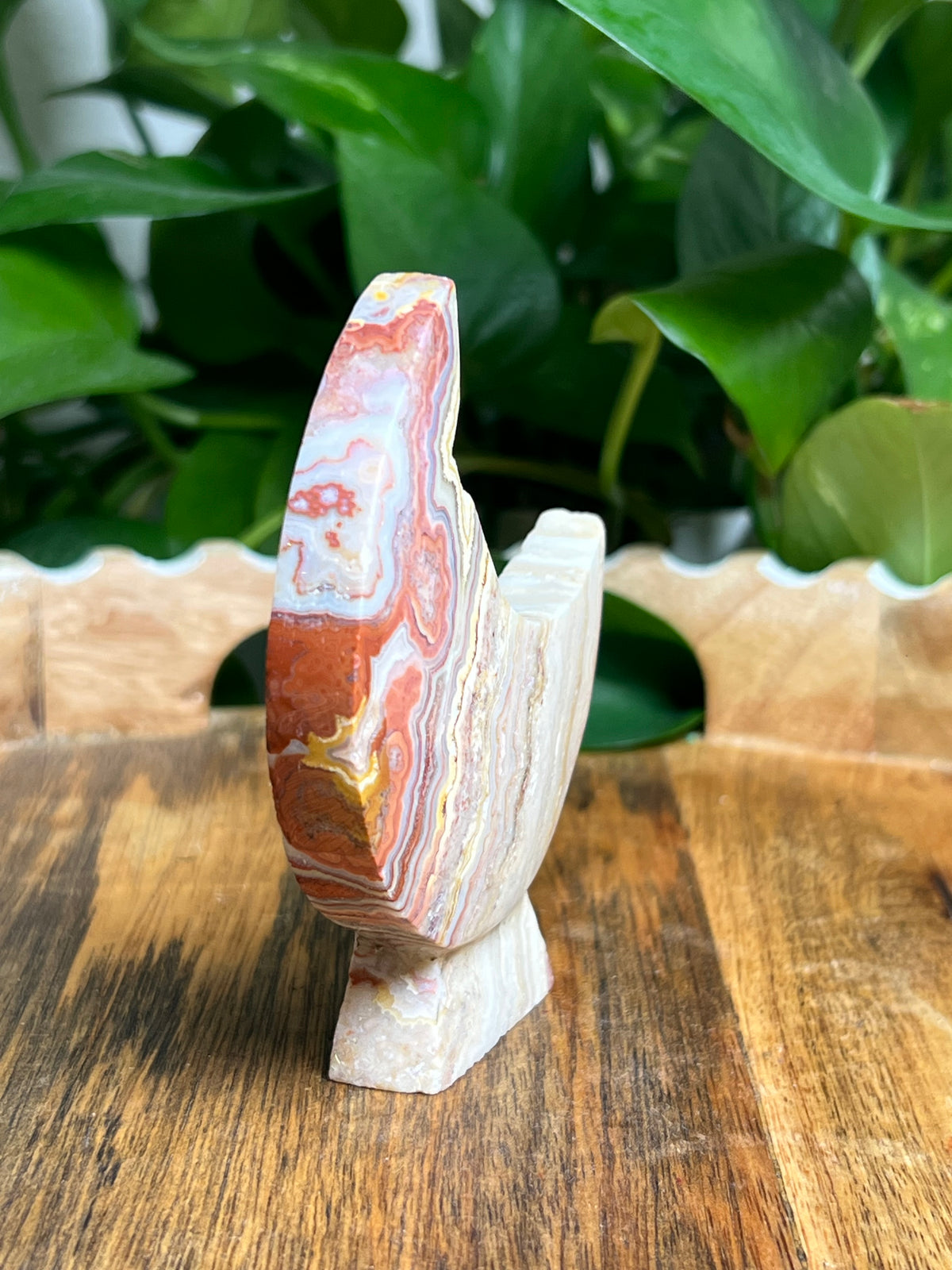 Crazy Lace Agate Self Standing Moon: CA
