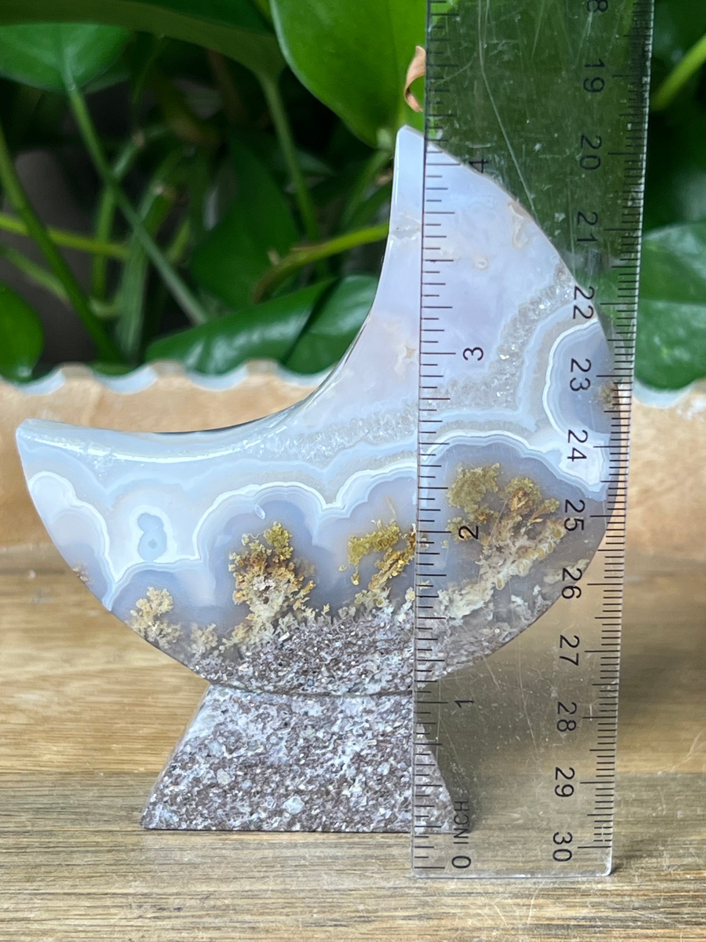 Scenic Moss Agate Moon Stand: PX