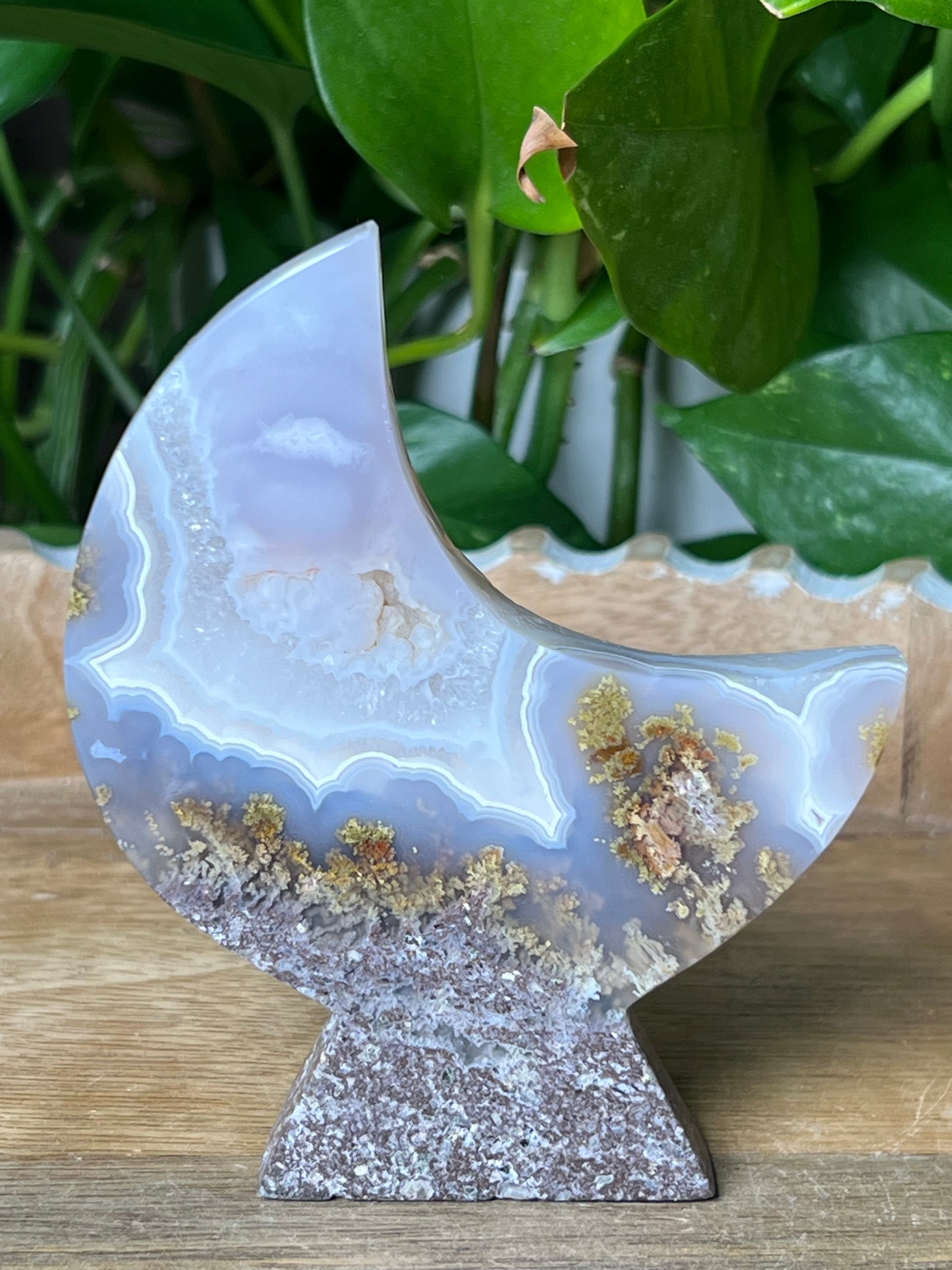 Scenic Moss Agate Moon Stand: PX