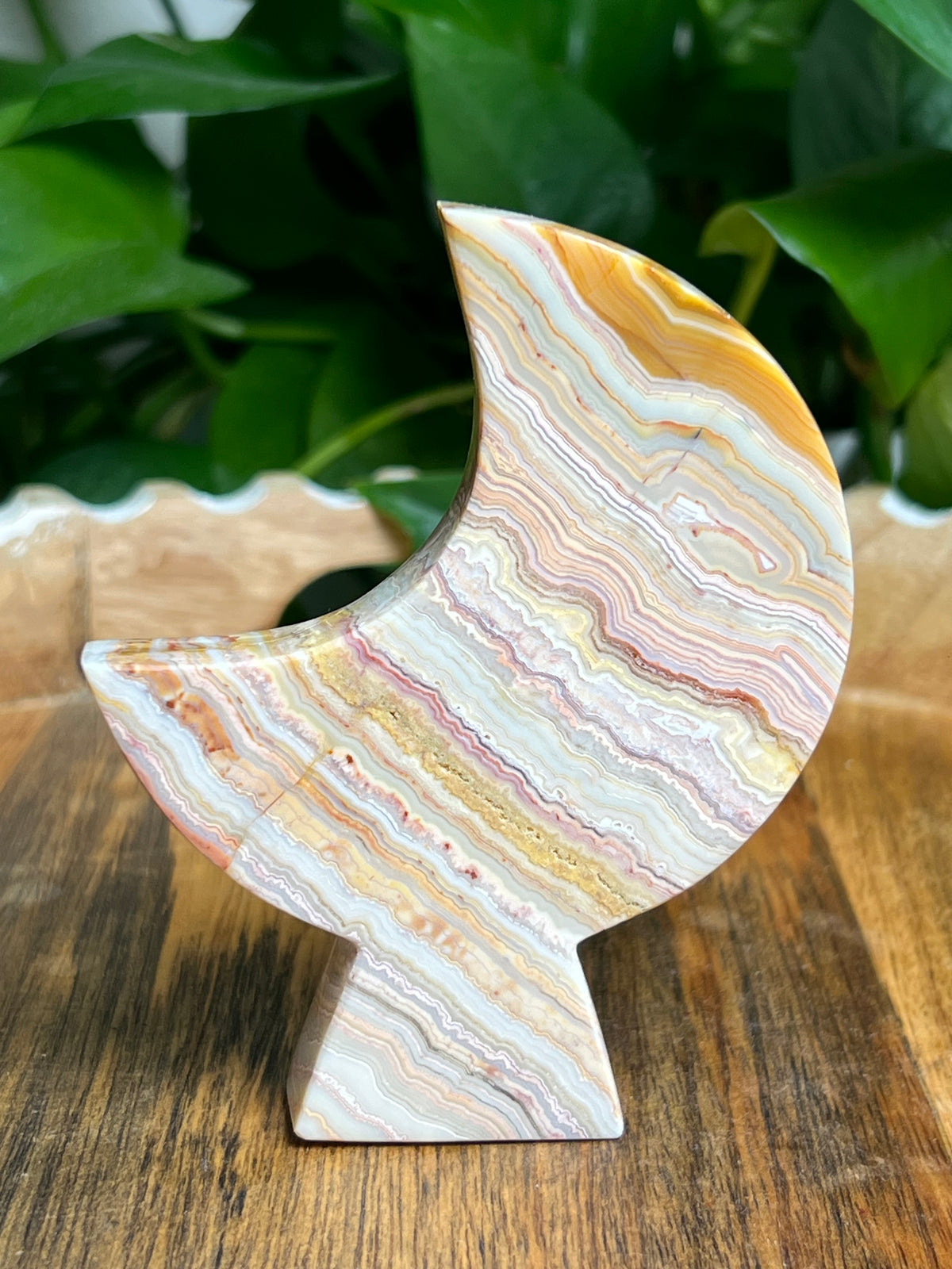Crazy Lace Agate Self Standing Moon: PF