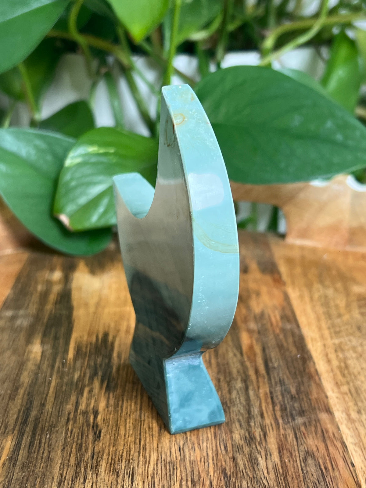 Blue Green Jasper Self-Standing Moon: AA