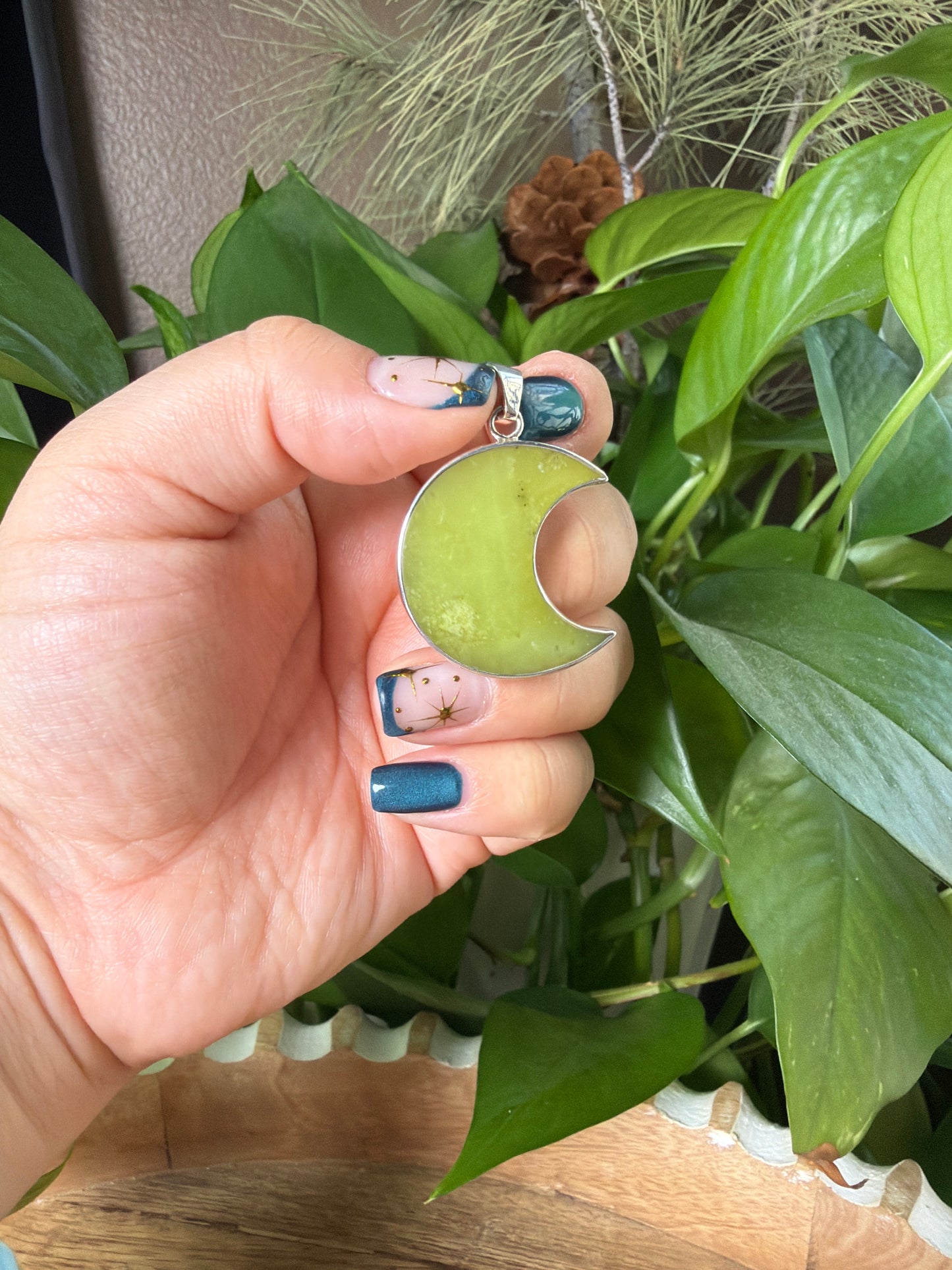Idocrase Moon Pendant