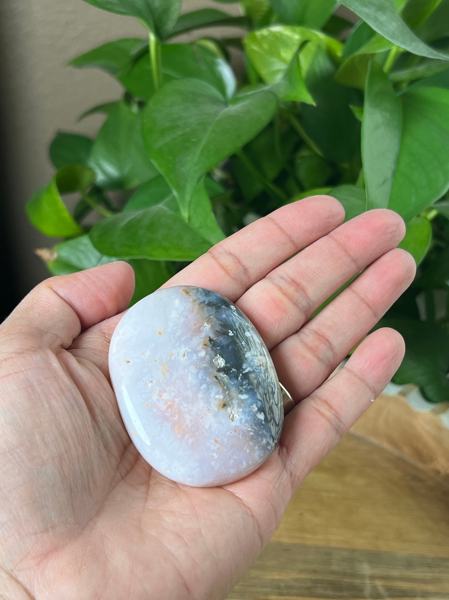 Rainbow Plume Agate Palmstone