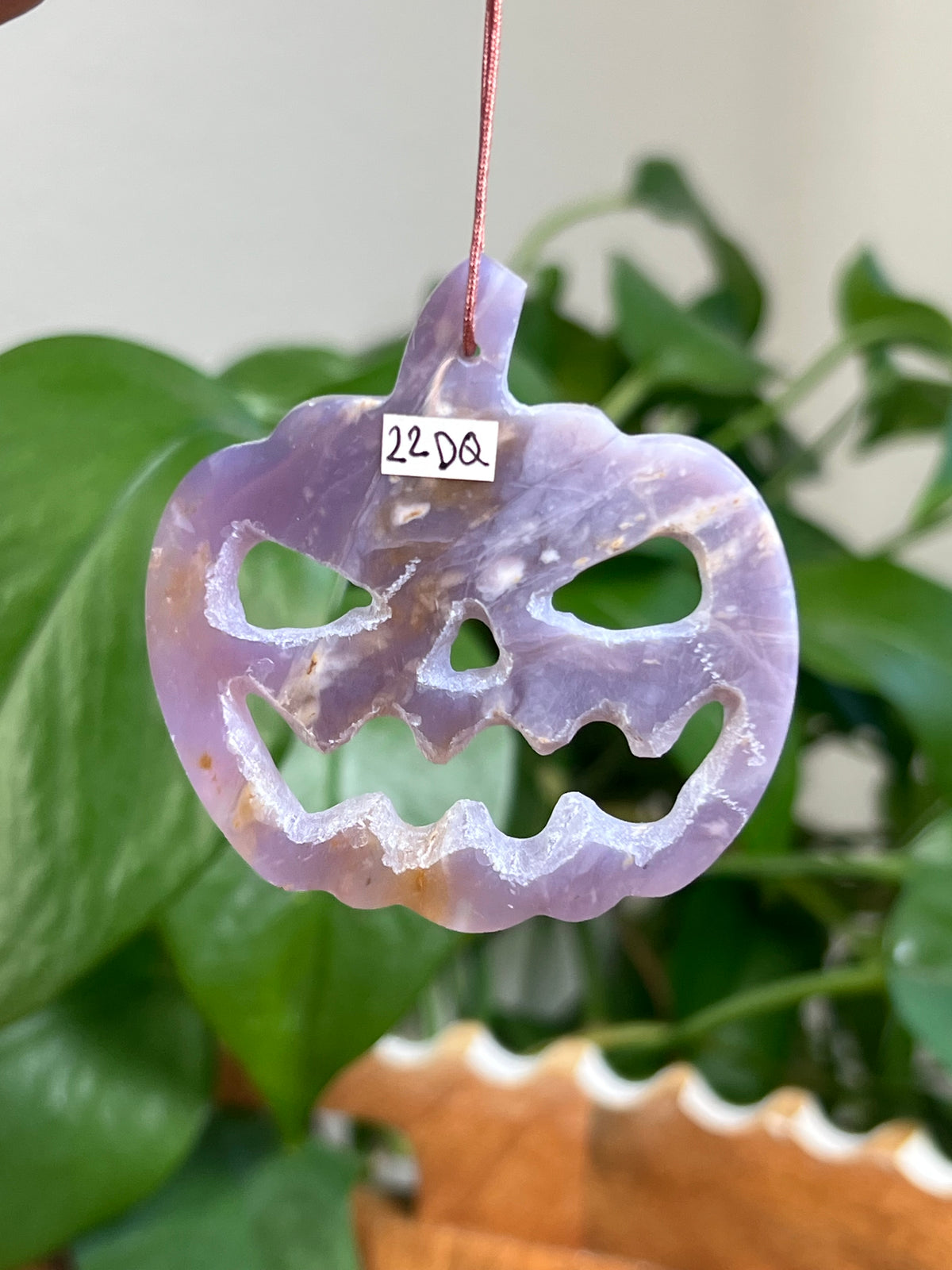 Purple Chalcedony Jack-O-Lantern Ornaments