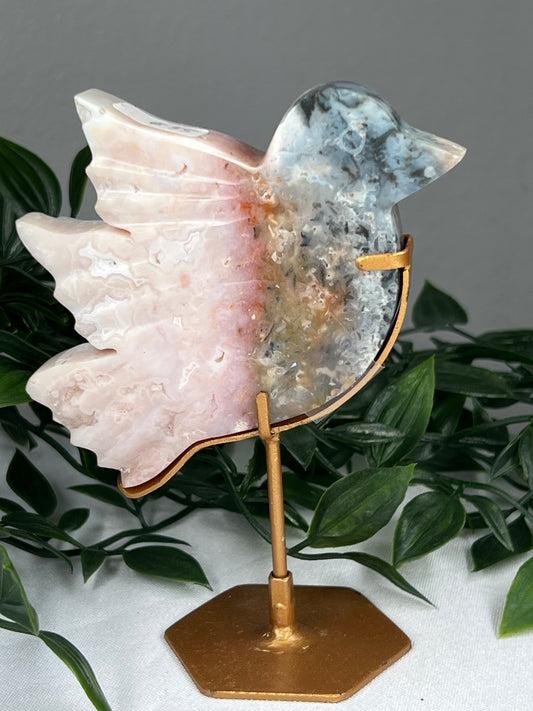 Rainbow Plume Agate Bird