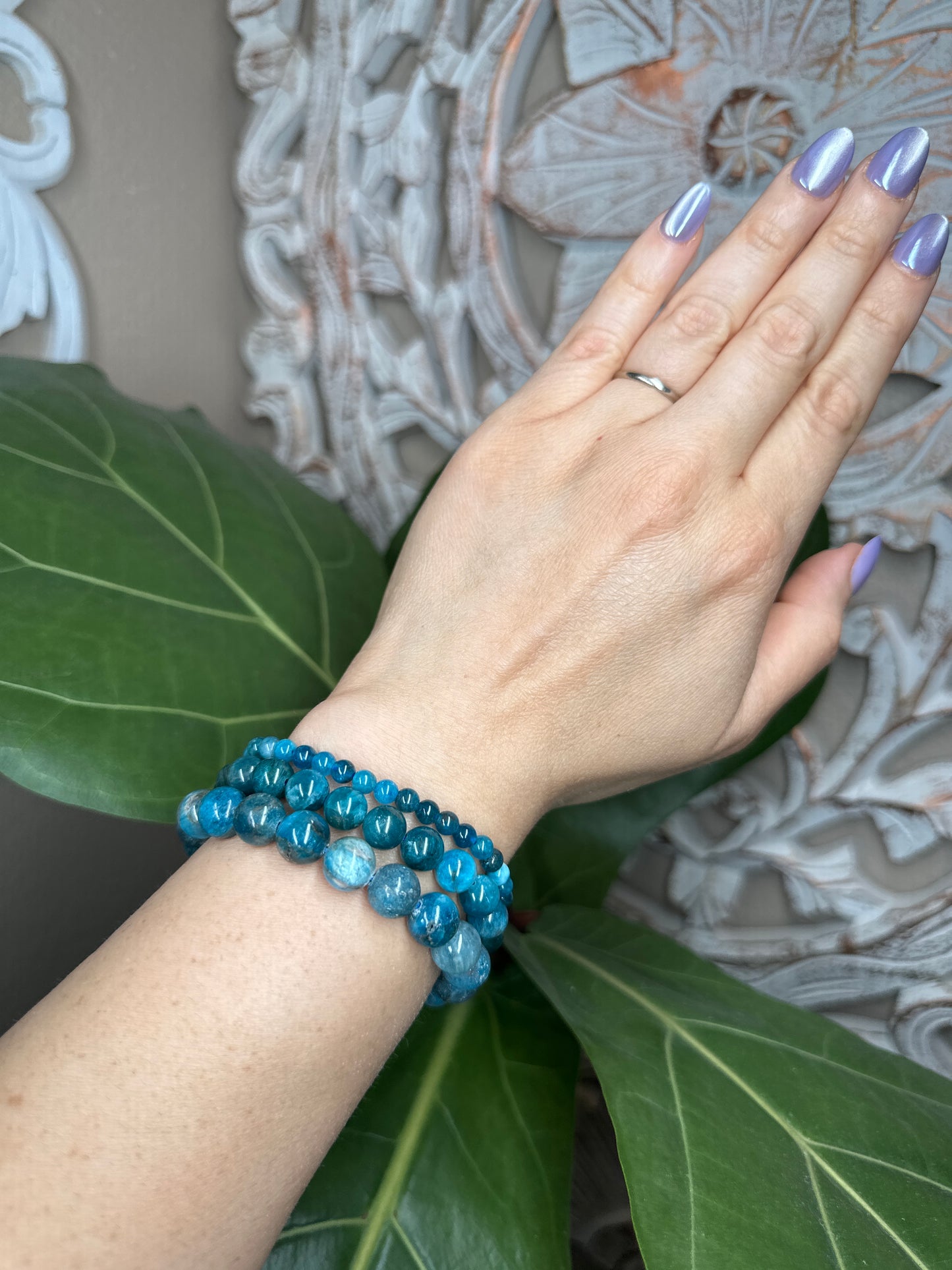 Blue Apatite Beaded Bracelet