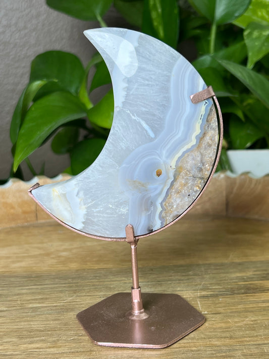 Blue Grey Lace Agate Moon