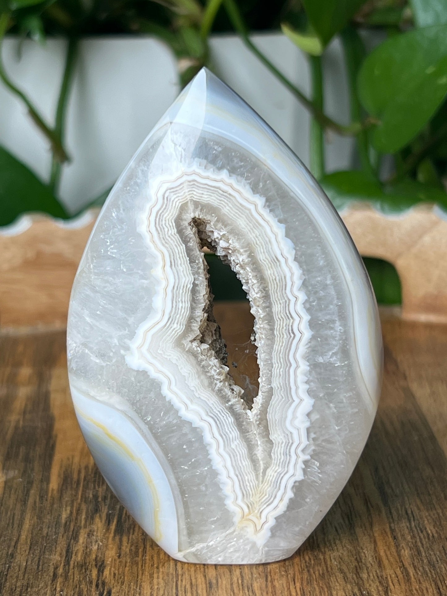 Blue Grey Lace Agate Flame