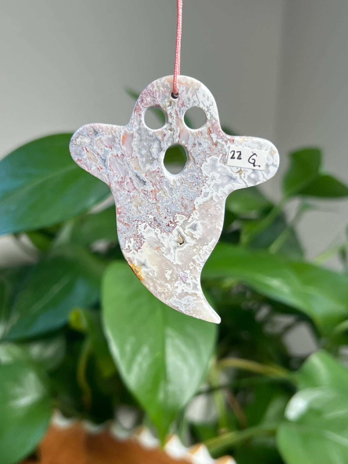 Sumatra Plume Agate Ornament Ghost: G