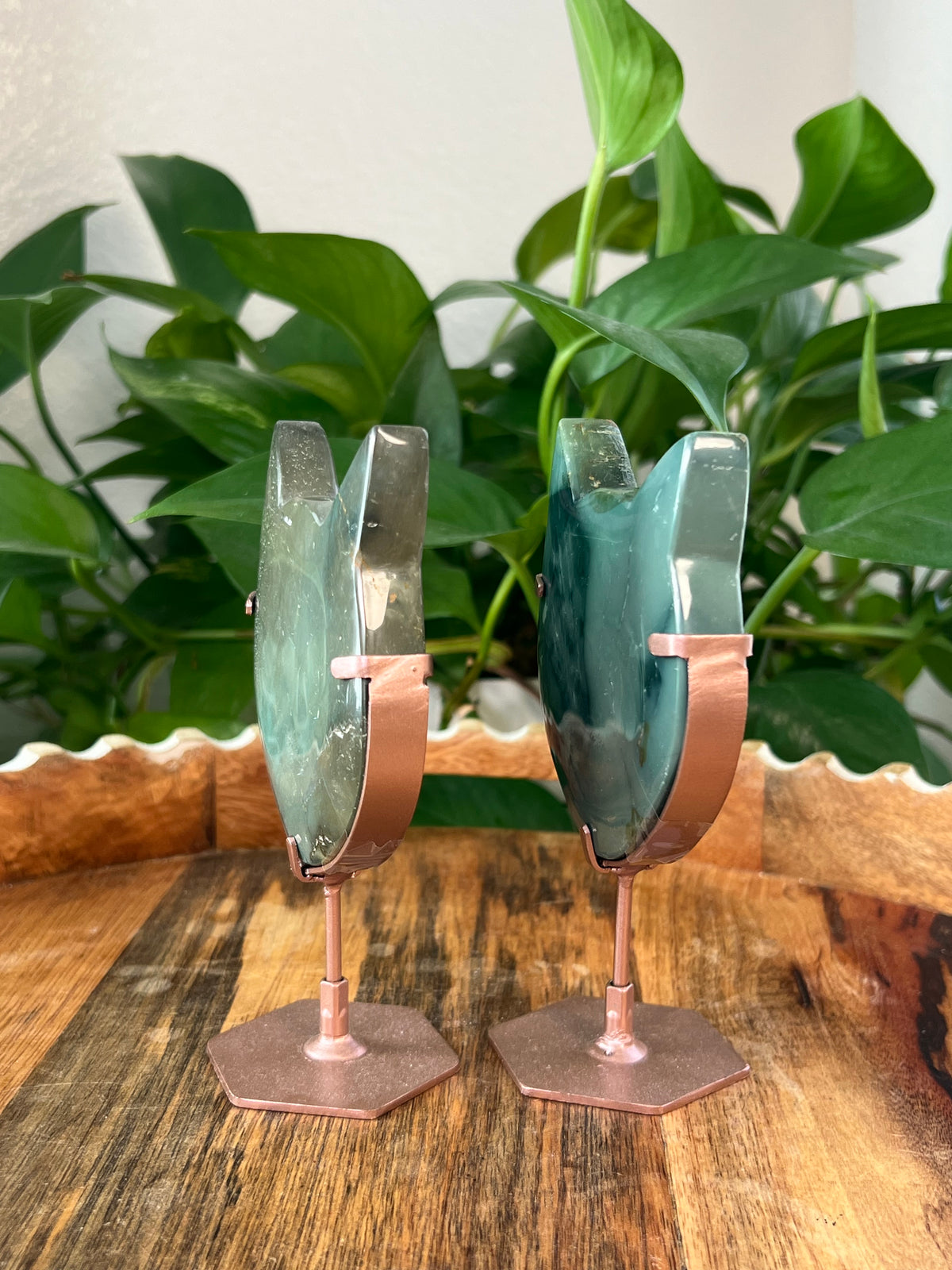 Blue Green Jasper Cat Heads