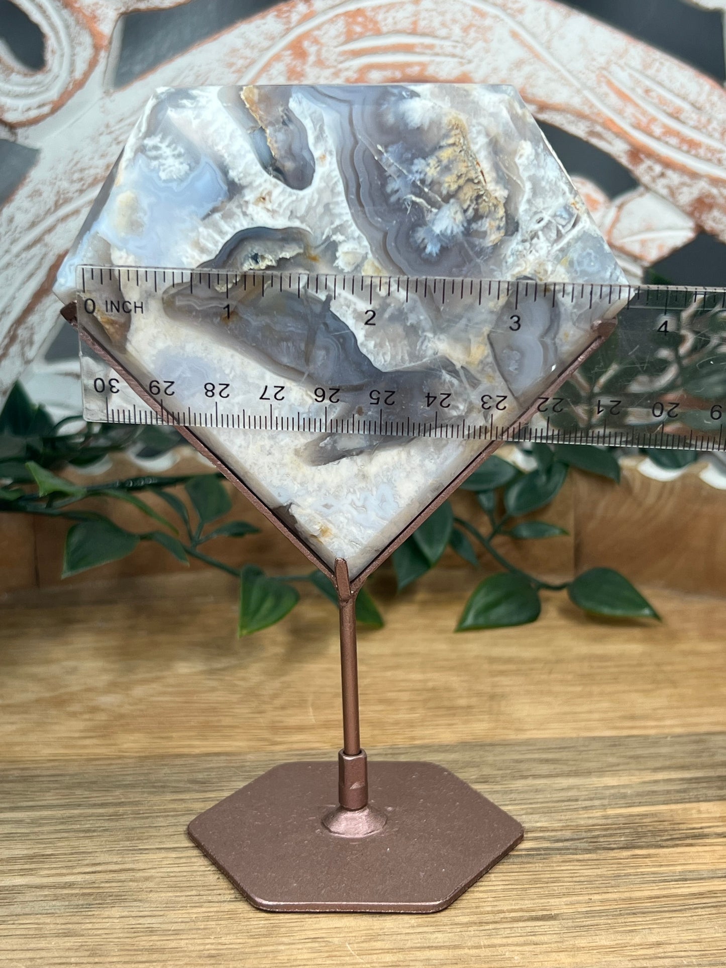 Blue Grey Lace Agate Diamond