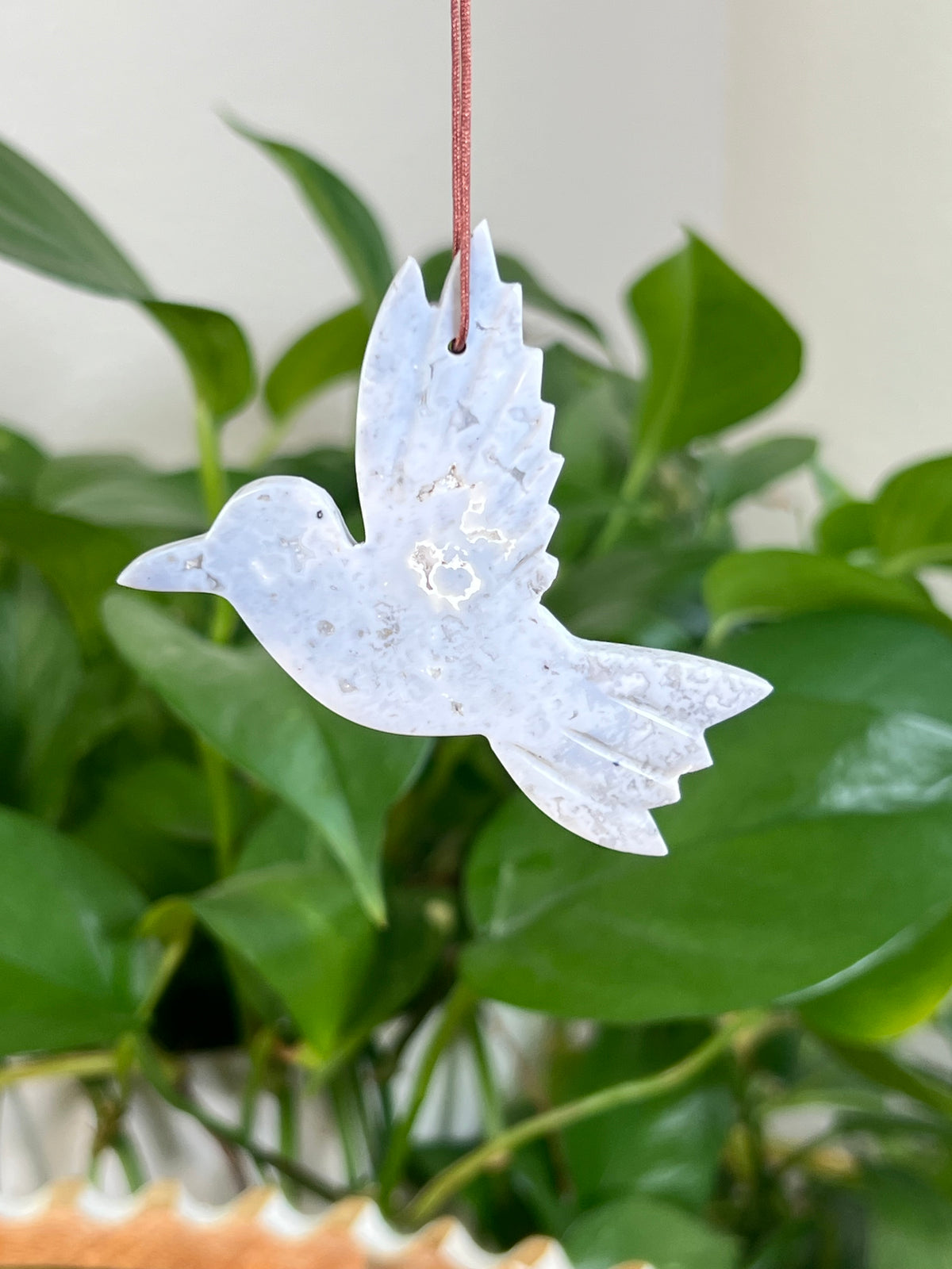 Light Blue Plume Agate Hummingbird Ornaments