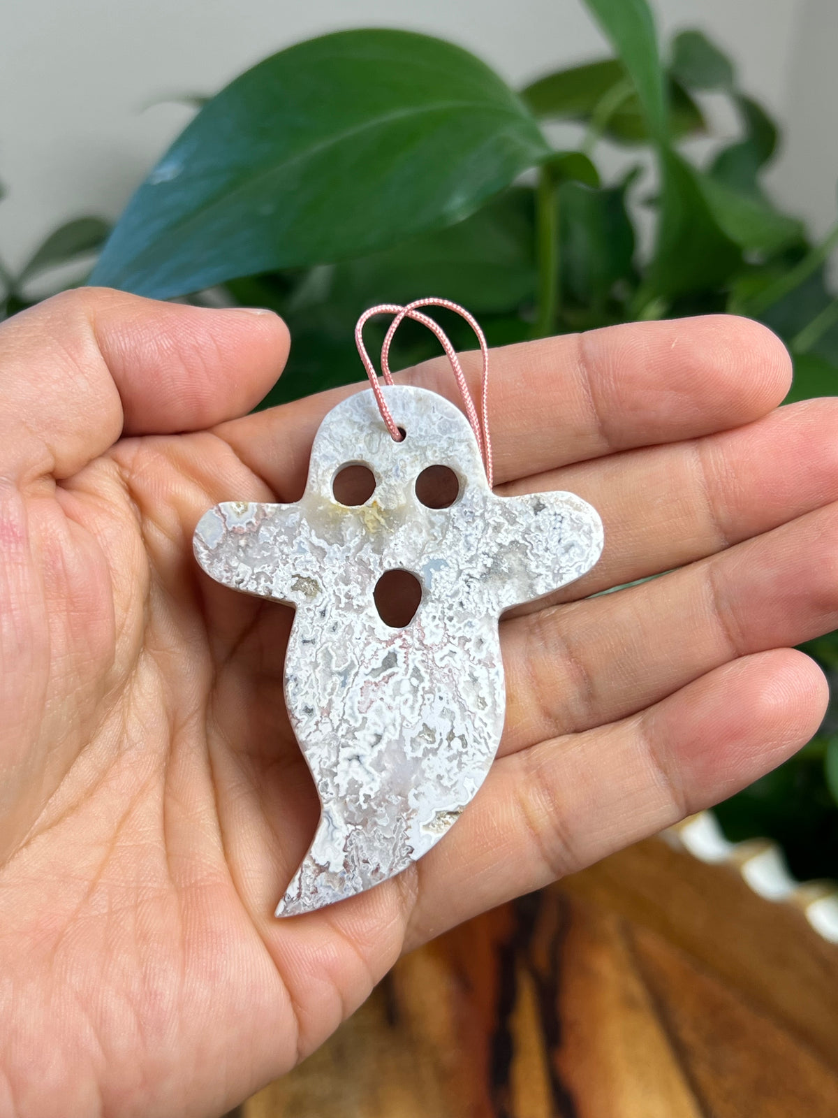 Sumatra Plume Agate Ornament Ghost: C