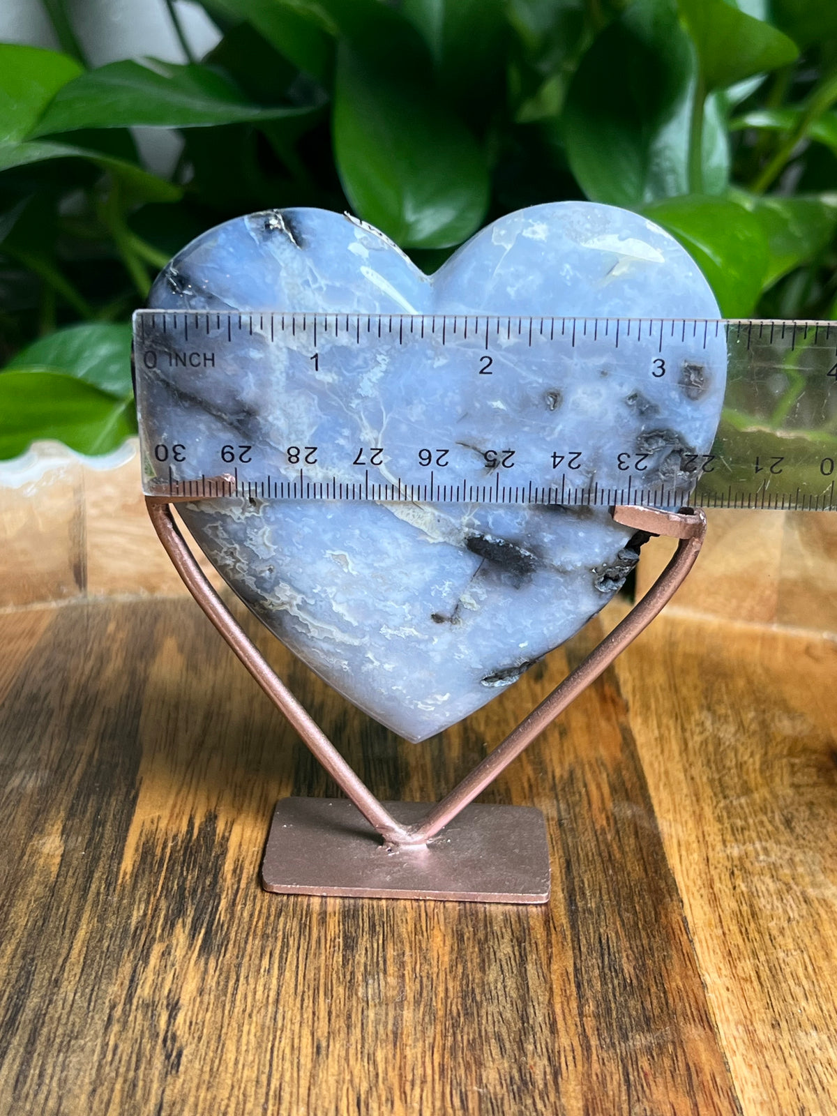 Blue Plume Agate Heart: MF