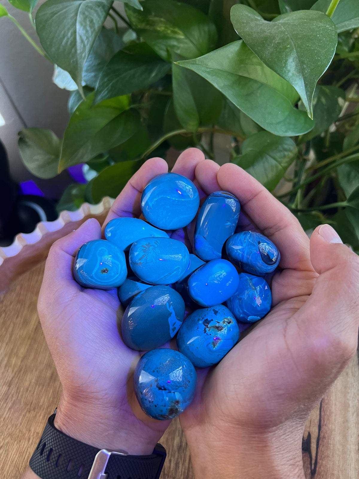 Blue Amber Tumbles