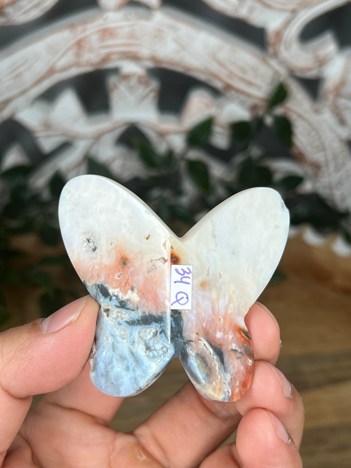 Rainbow Plume Agate 3D Butterfly