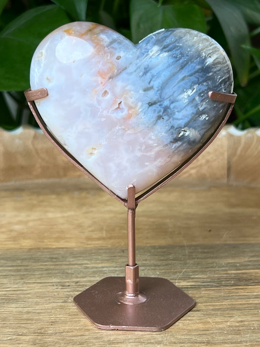 Rainbow Plume Agate Heart