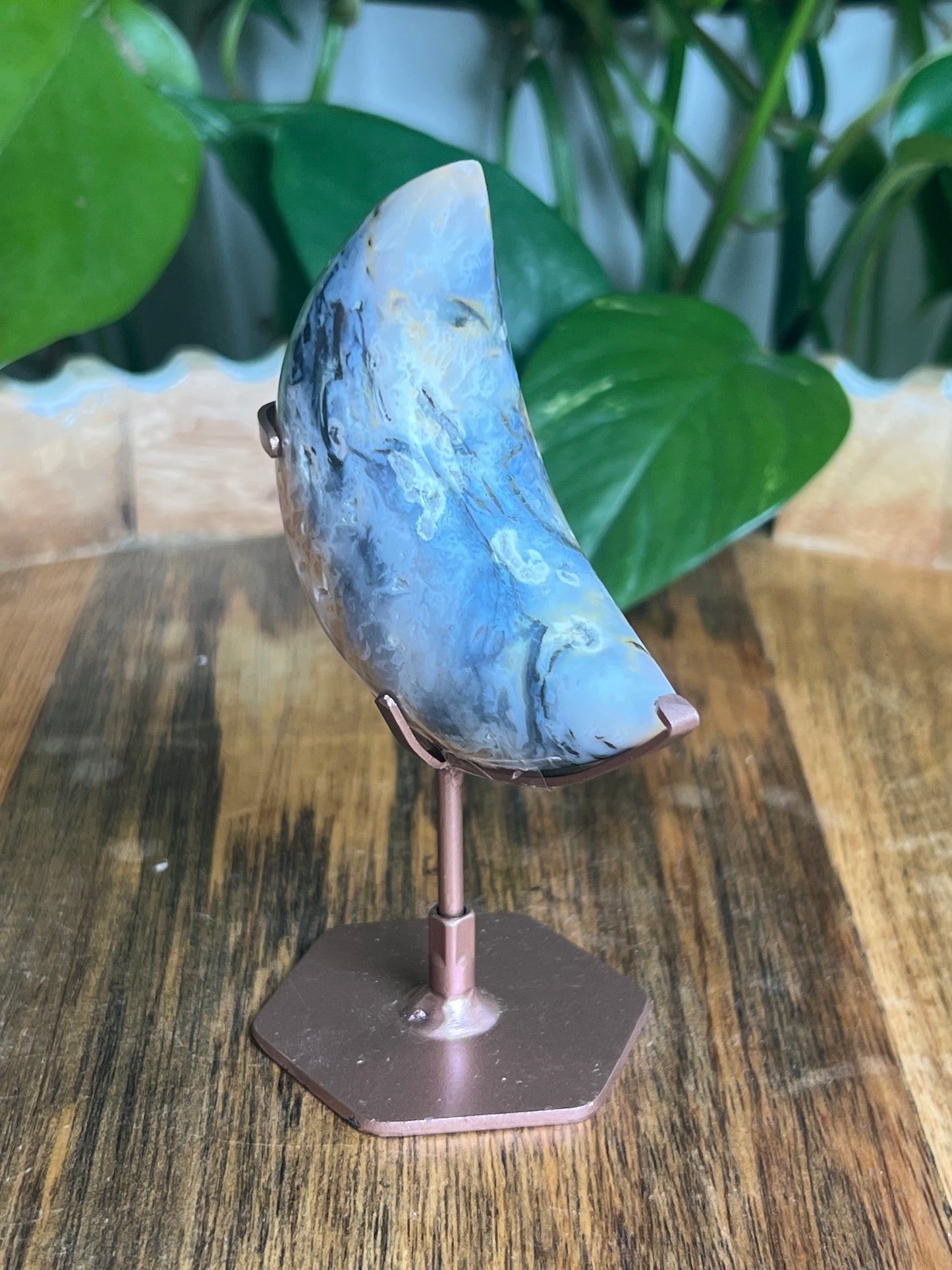 Rainbow Plume Agate Moon: RB