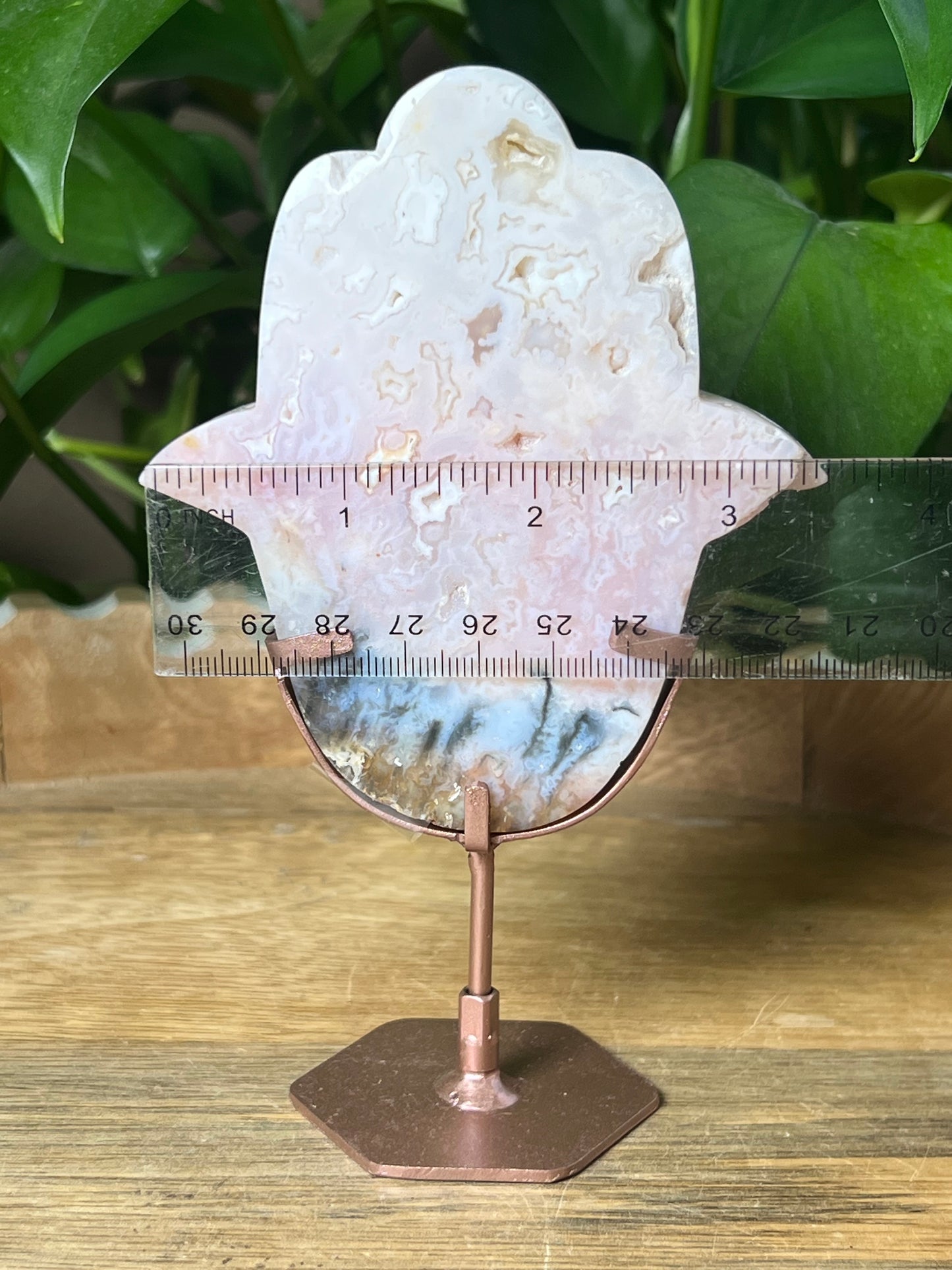 Rainbow Plume Agate Hamsa