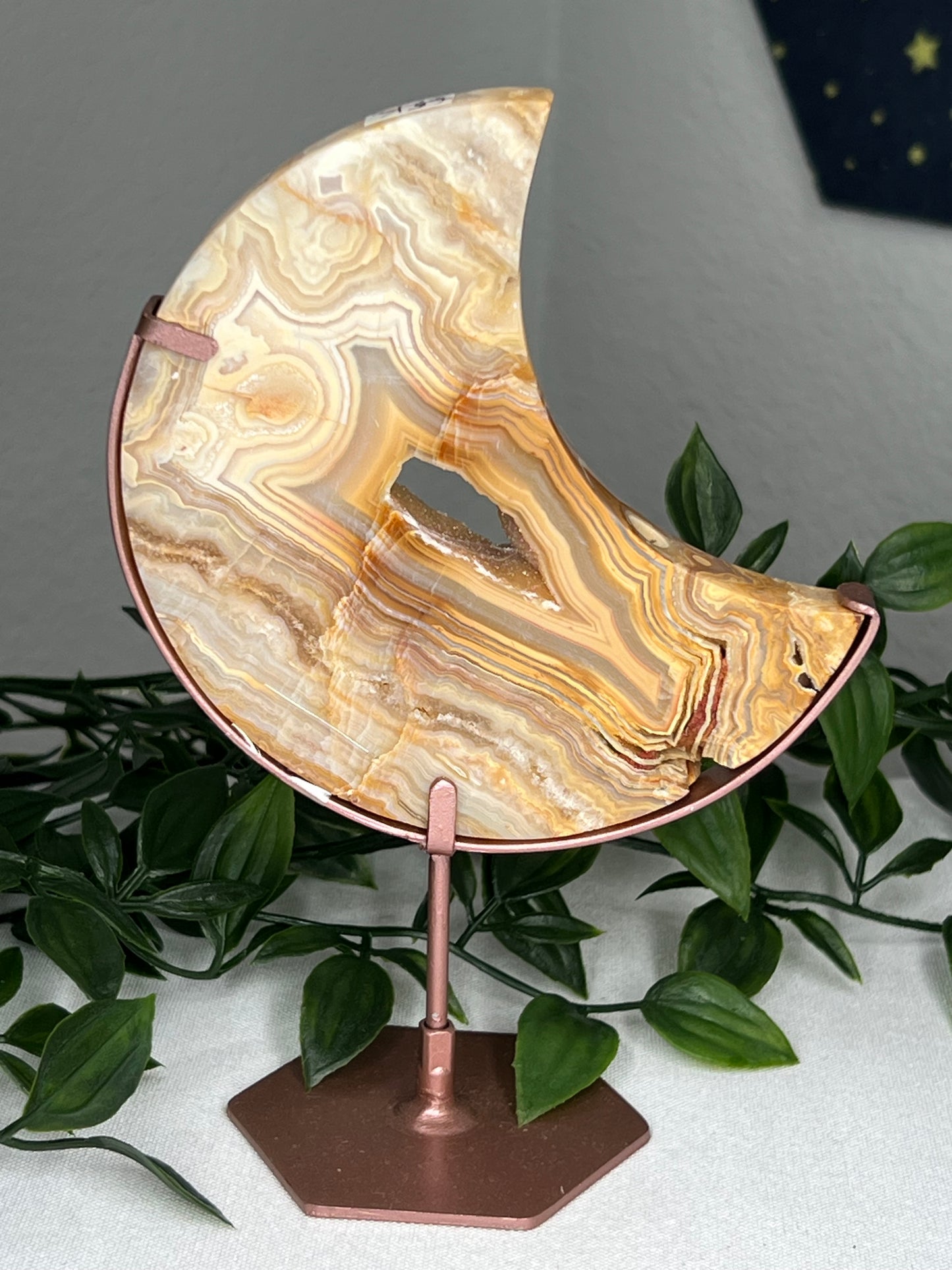 Yellow Crazy Lace Agate Moon