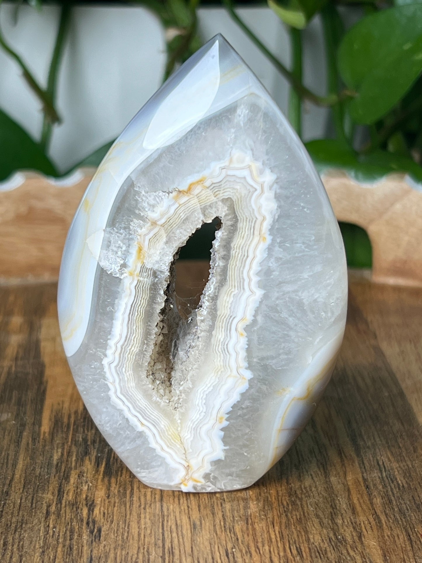 Blue Grey Lace Agate Flame