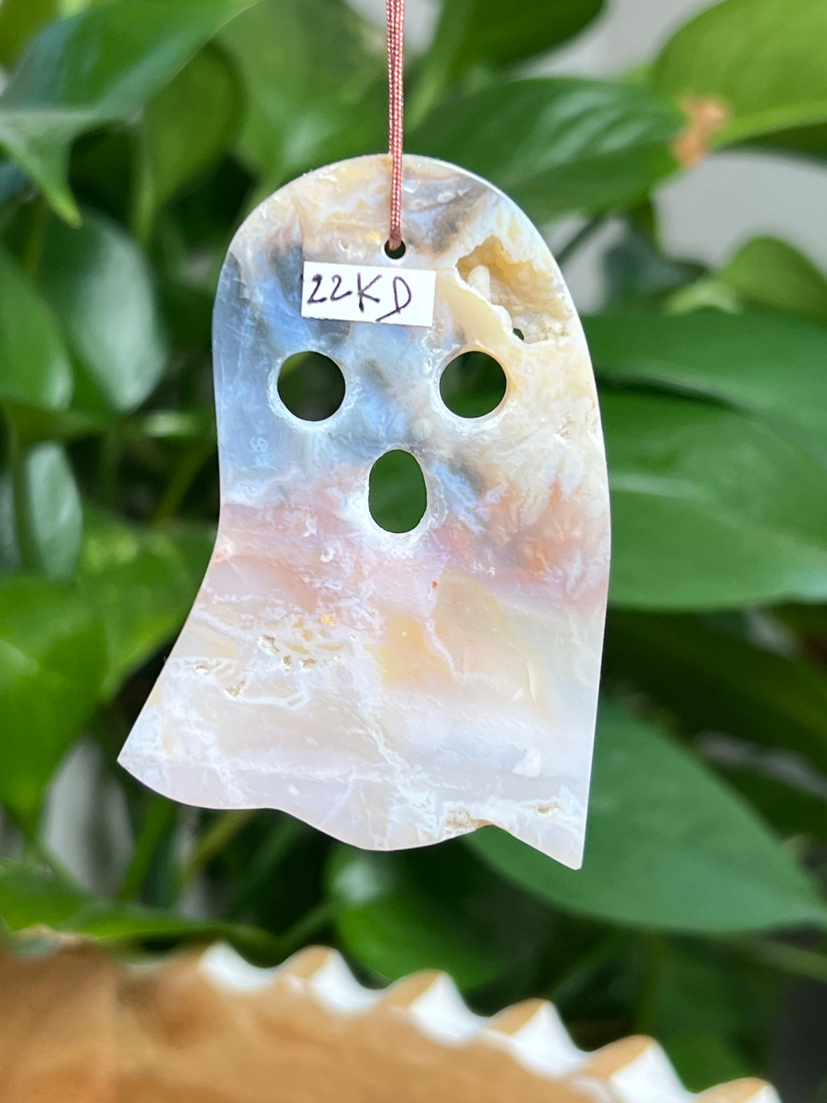 Rainbow Plume Agate Ornament Ghost: KD