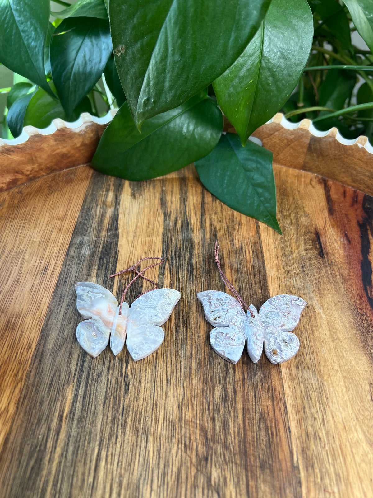 Sumatra Plume Agate Butterfly Ornaments