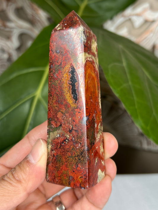 Red Moss Agate Tower
