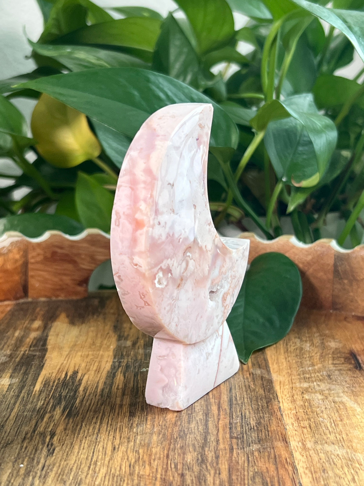 Pink Carnelian Self Standing Moon: HP