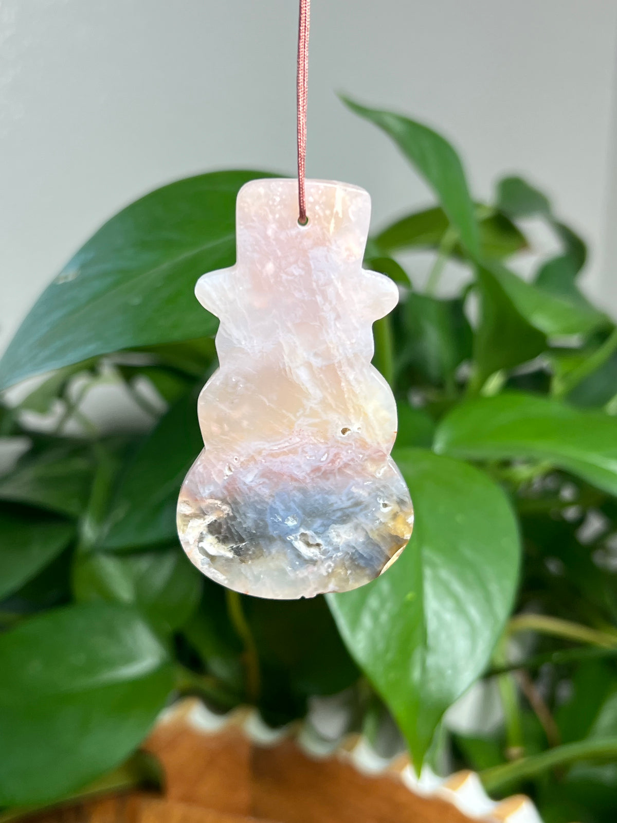 Rainbow Plume Agate Ornament  Snowman: NC