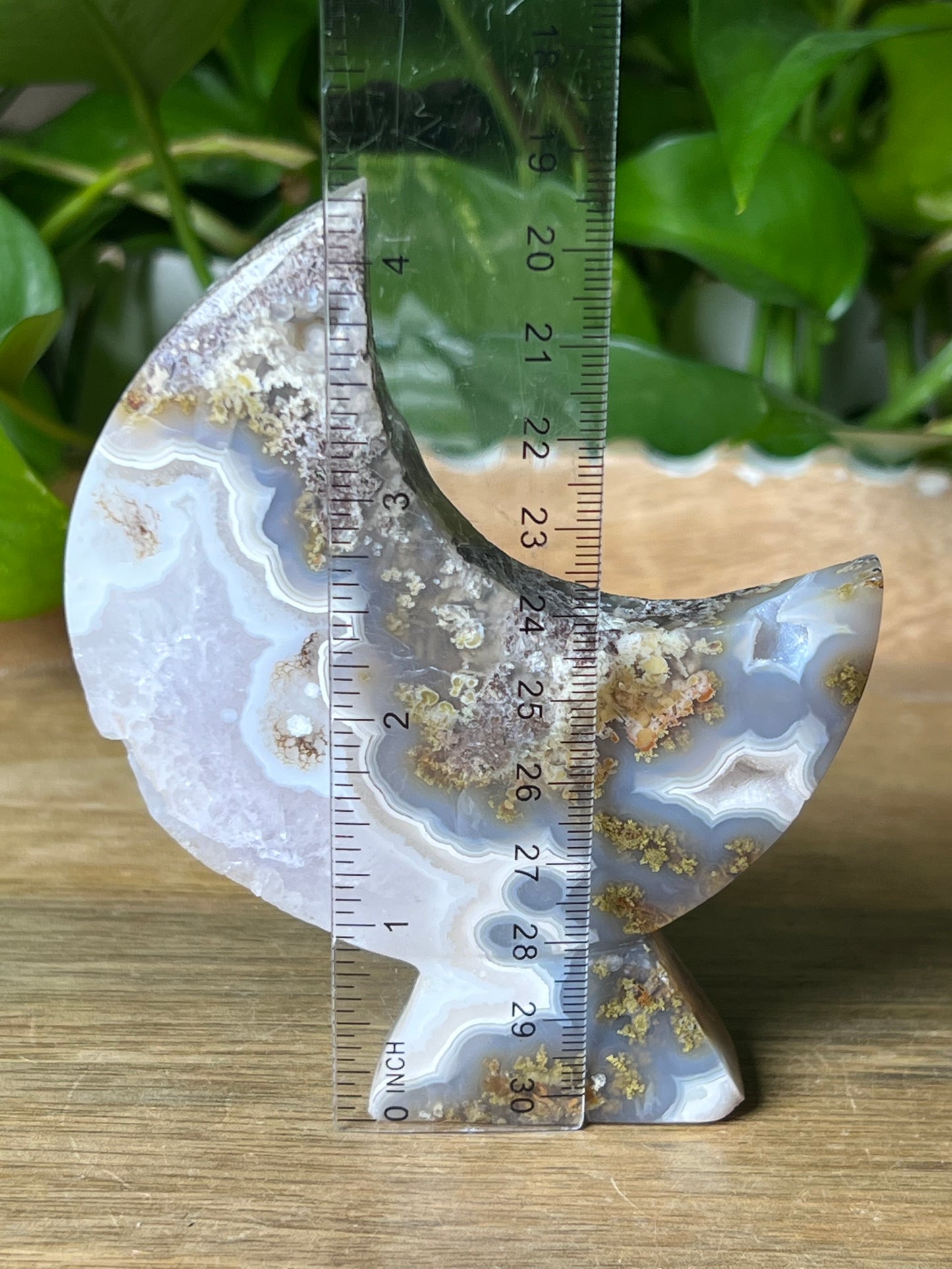 Scenic Moss Agate Moon Stand: PI