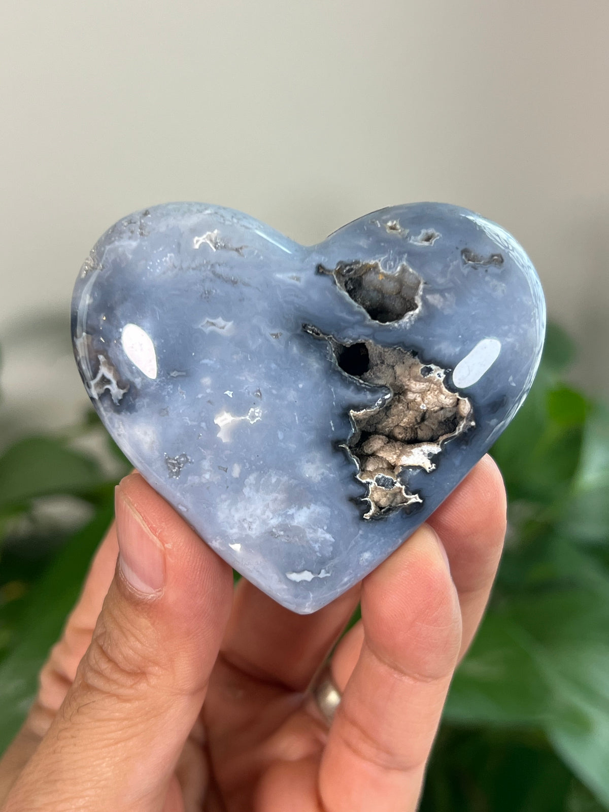 Blue Plume Agate Small Hearts