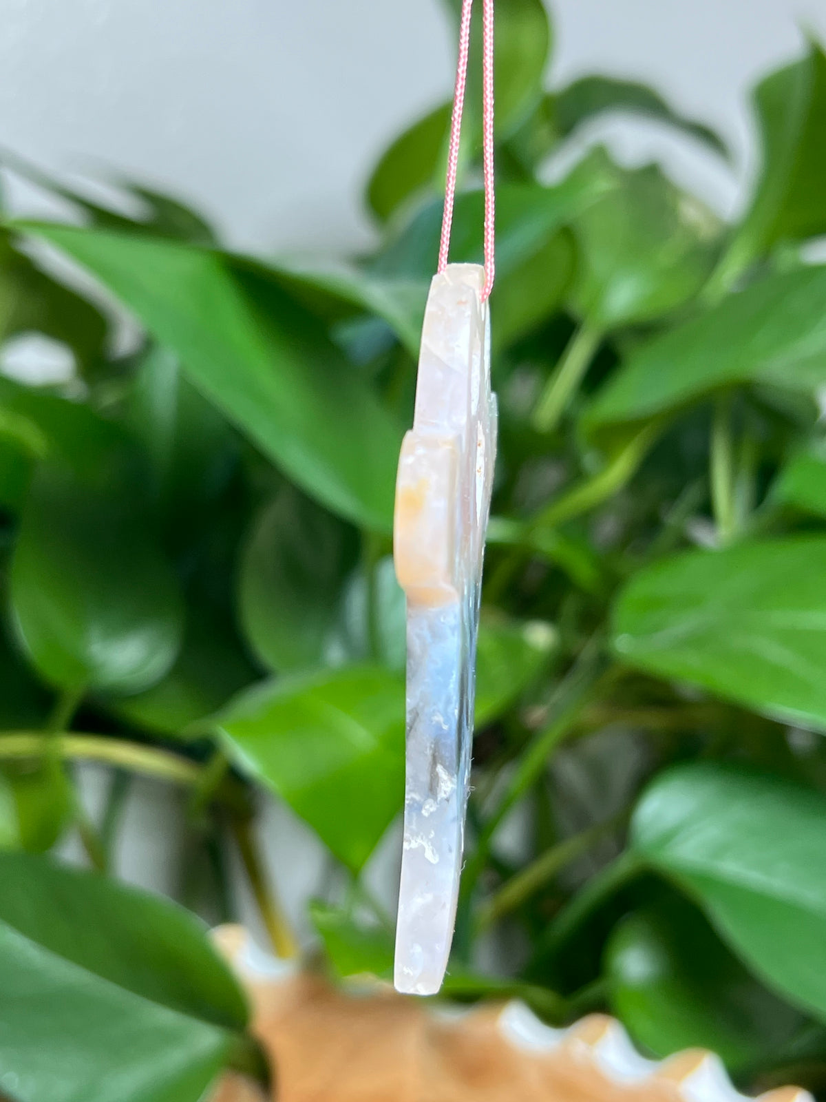 Rainbow Plume Agate Ornament Ghost: X