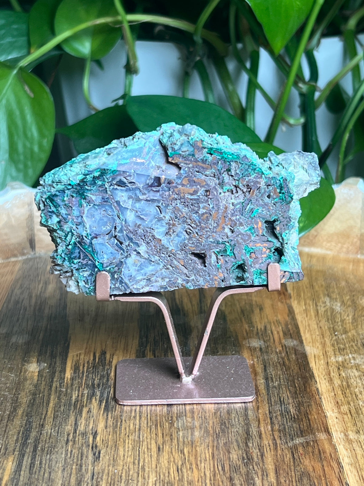 Copper In Malachite Chrysocolla and Chalcedony Slab: M