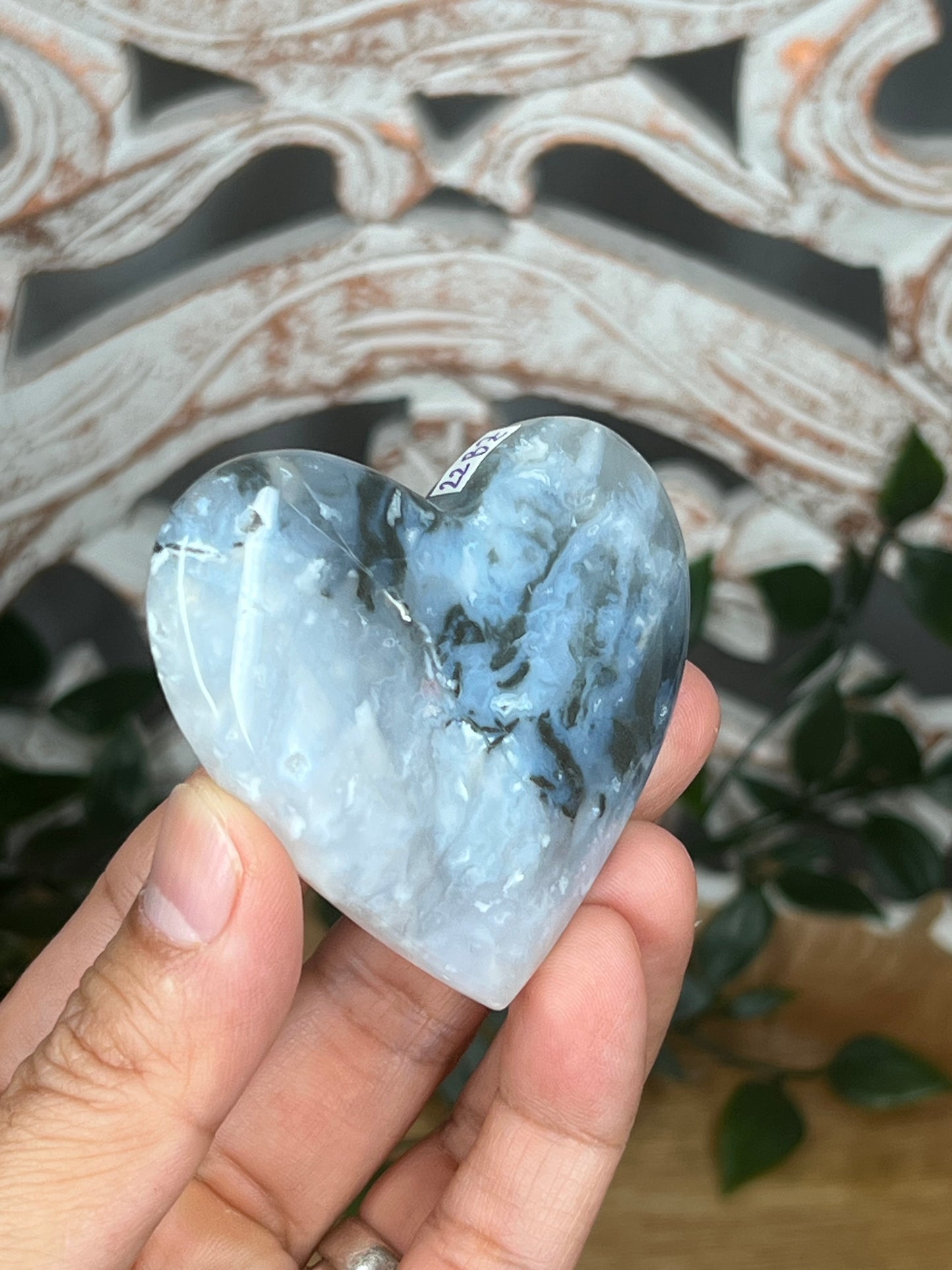 Rainbow Plume Agate Heart