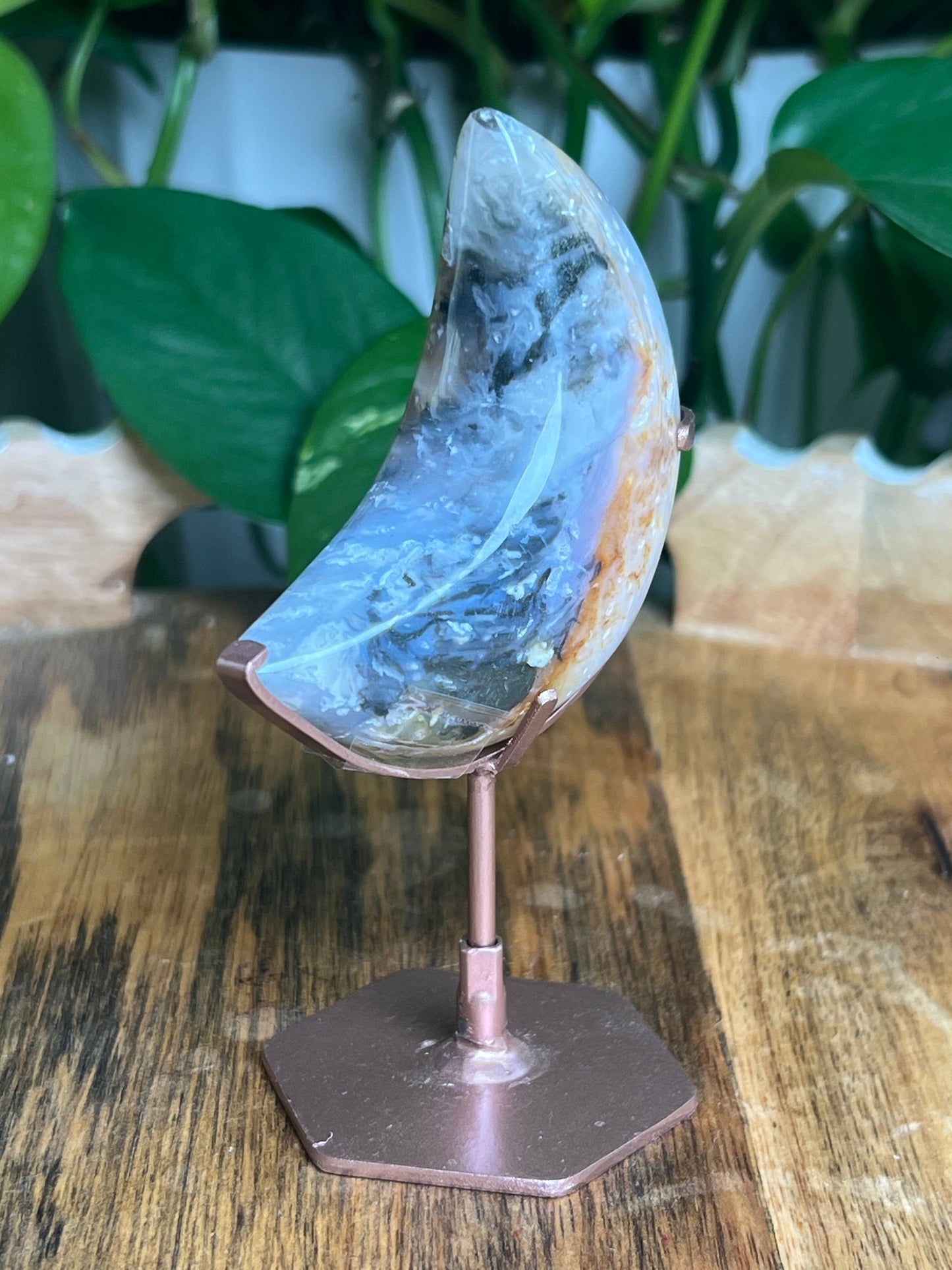 Rainbow Plume Agate Moon: RA