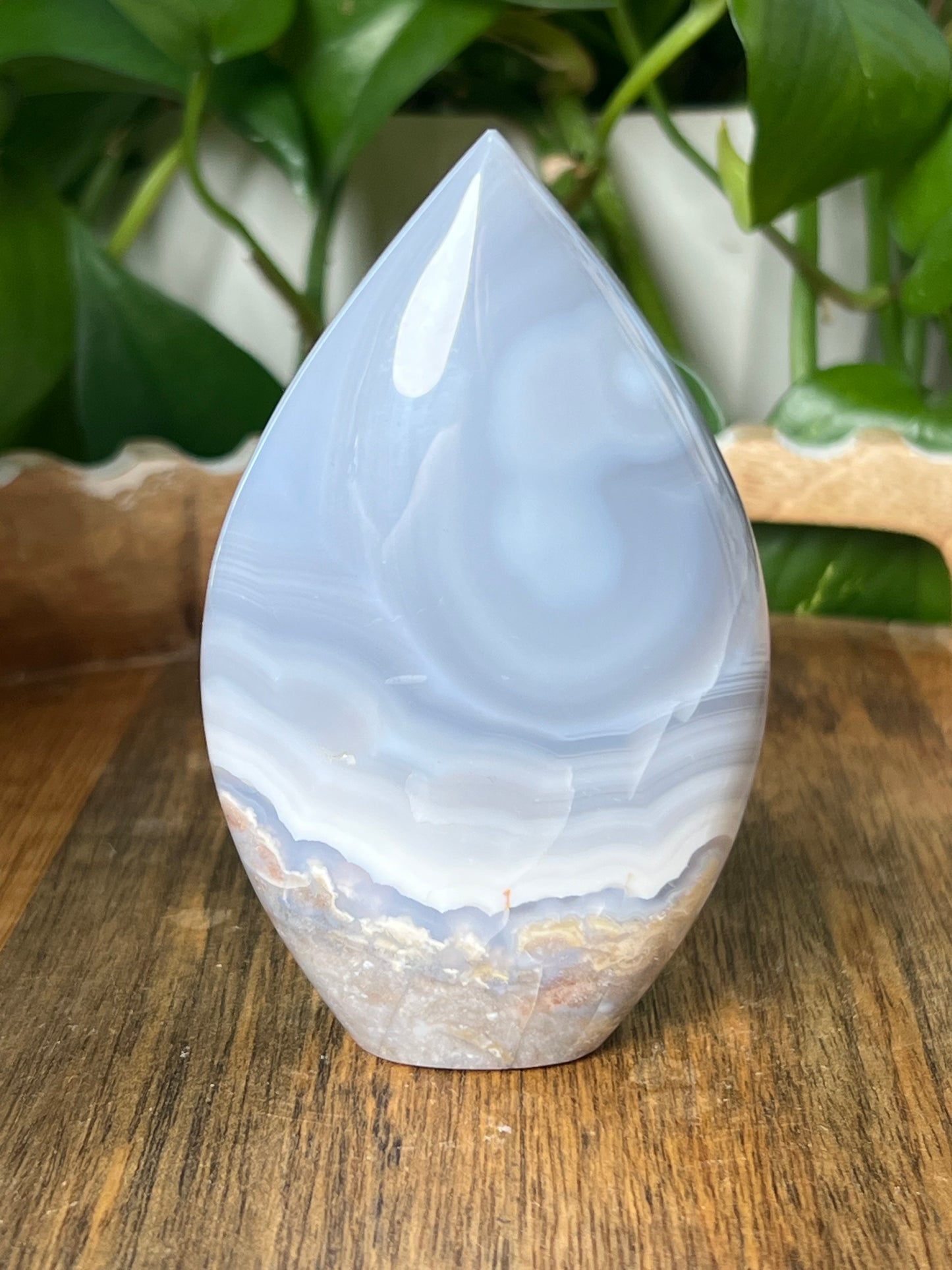 Blue Grey Lace Agate Flame