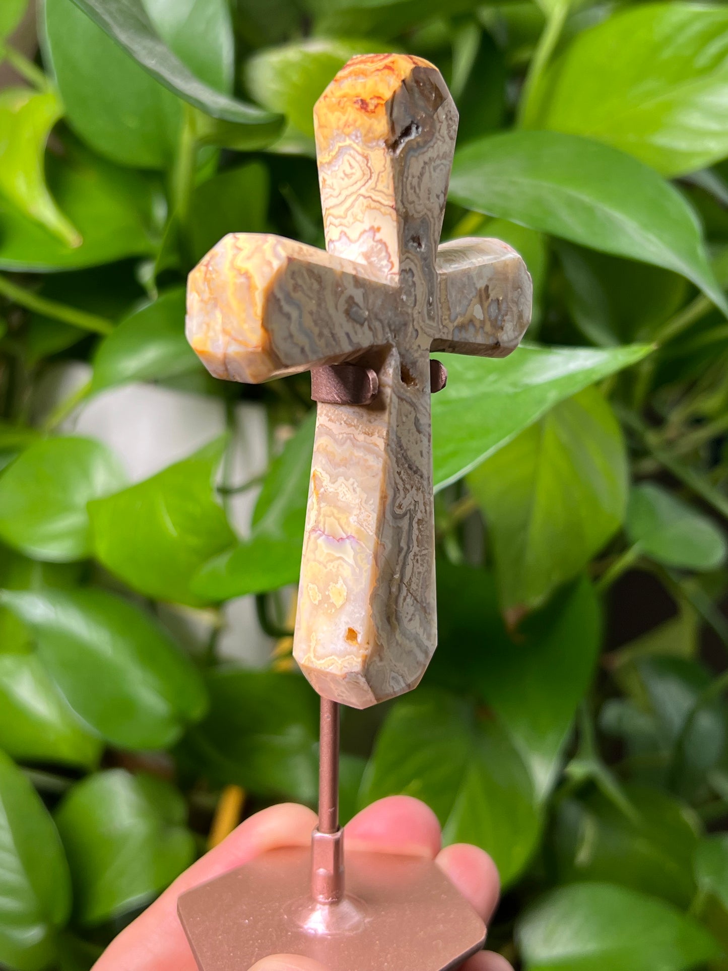 Crazy Lace Agate Cross