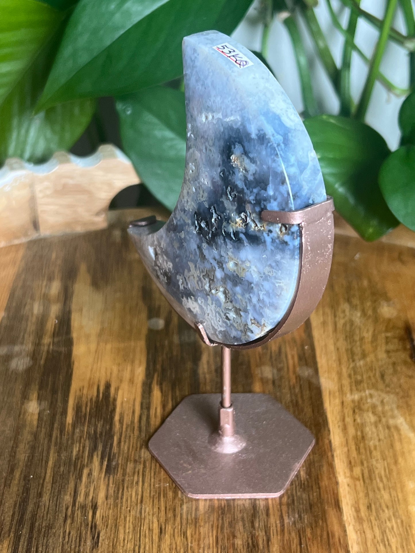 Blue Plume Agate Moon KQ