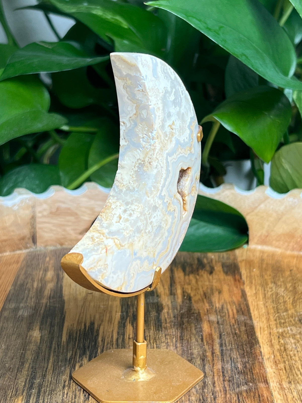 Yellow Crazy Lace Agate Moon: EM
