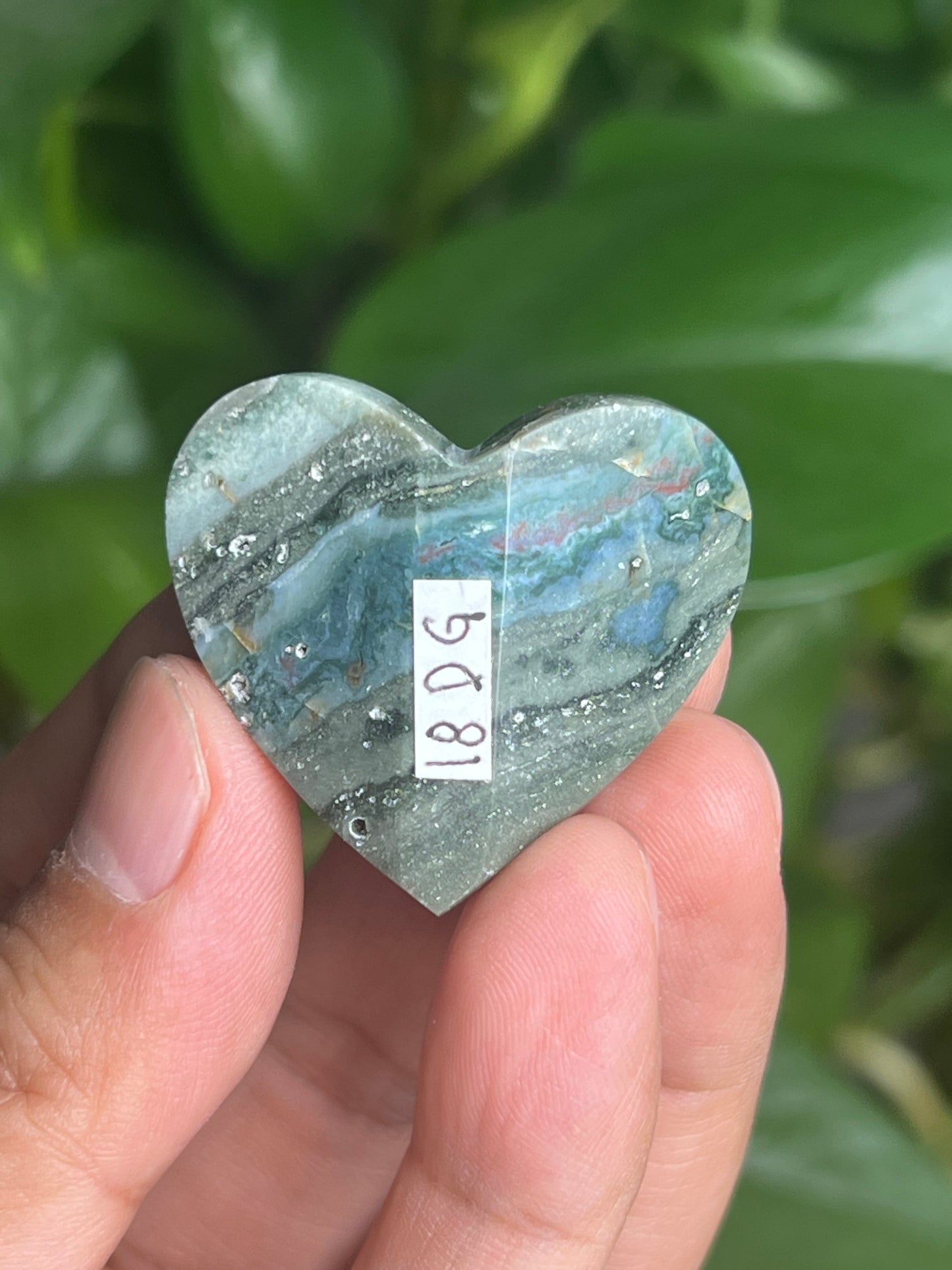 Blue Green Jasper 3D Butterfly Heart: DG