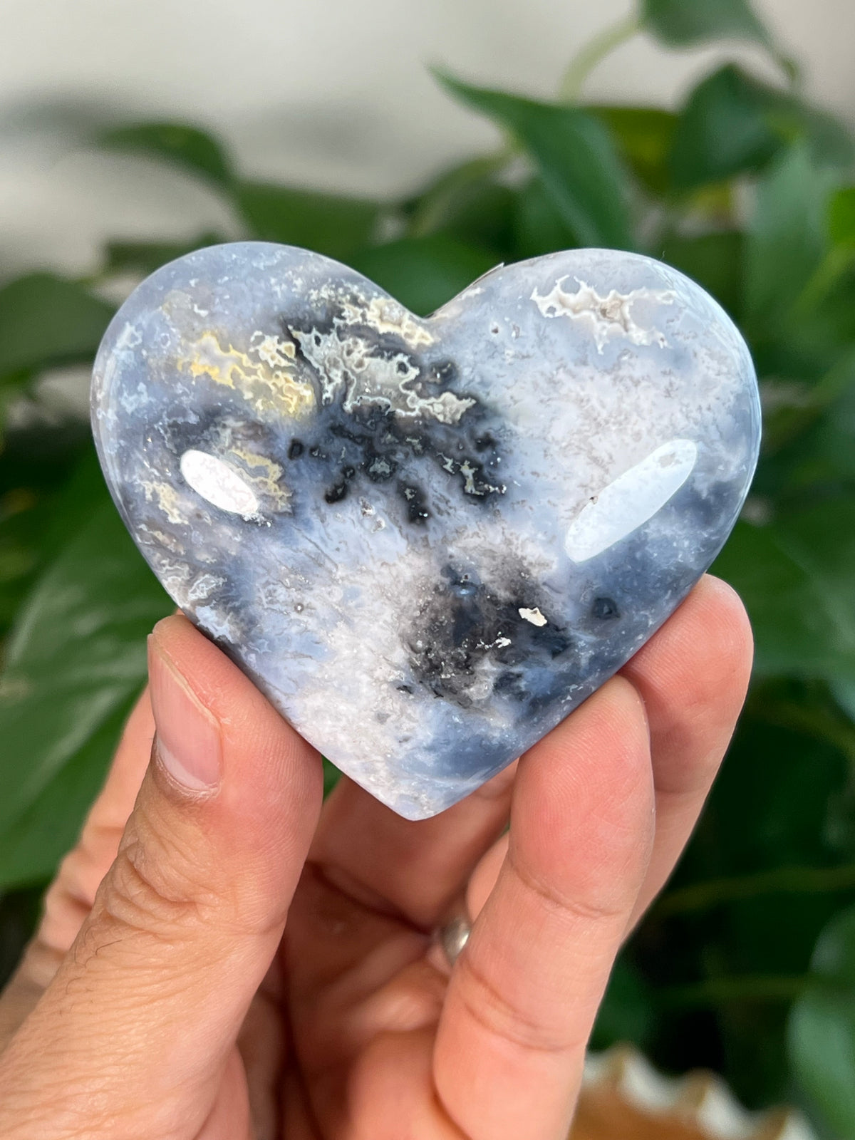 Blue Plume Agate Small Hearts