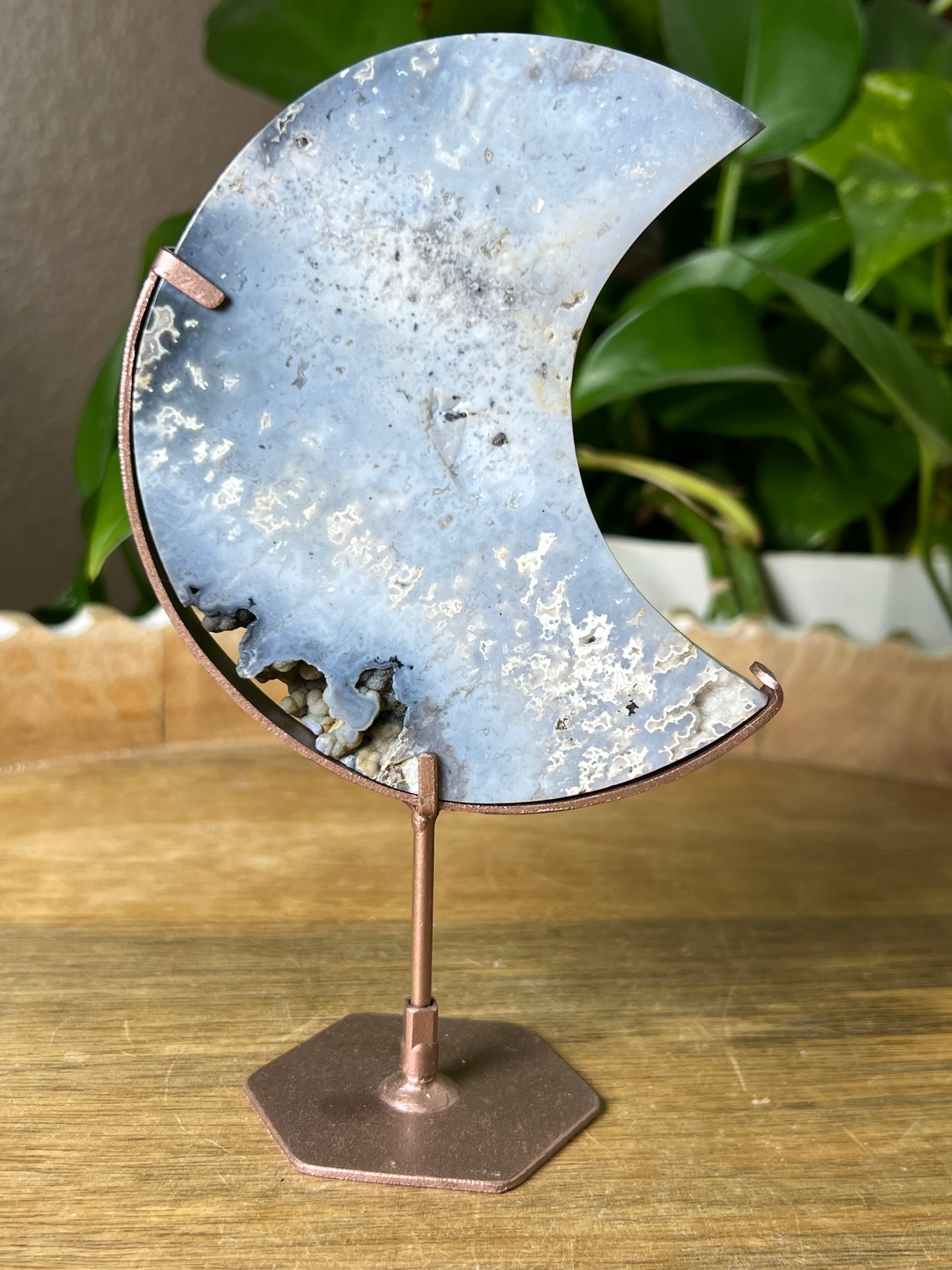 Blue Plume Agate Moon