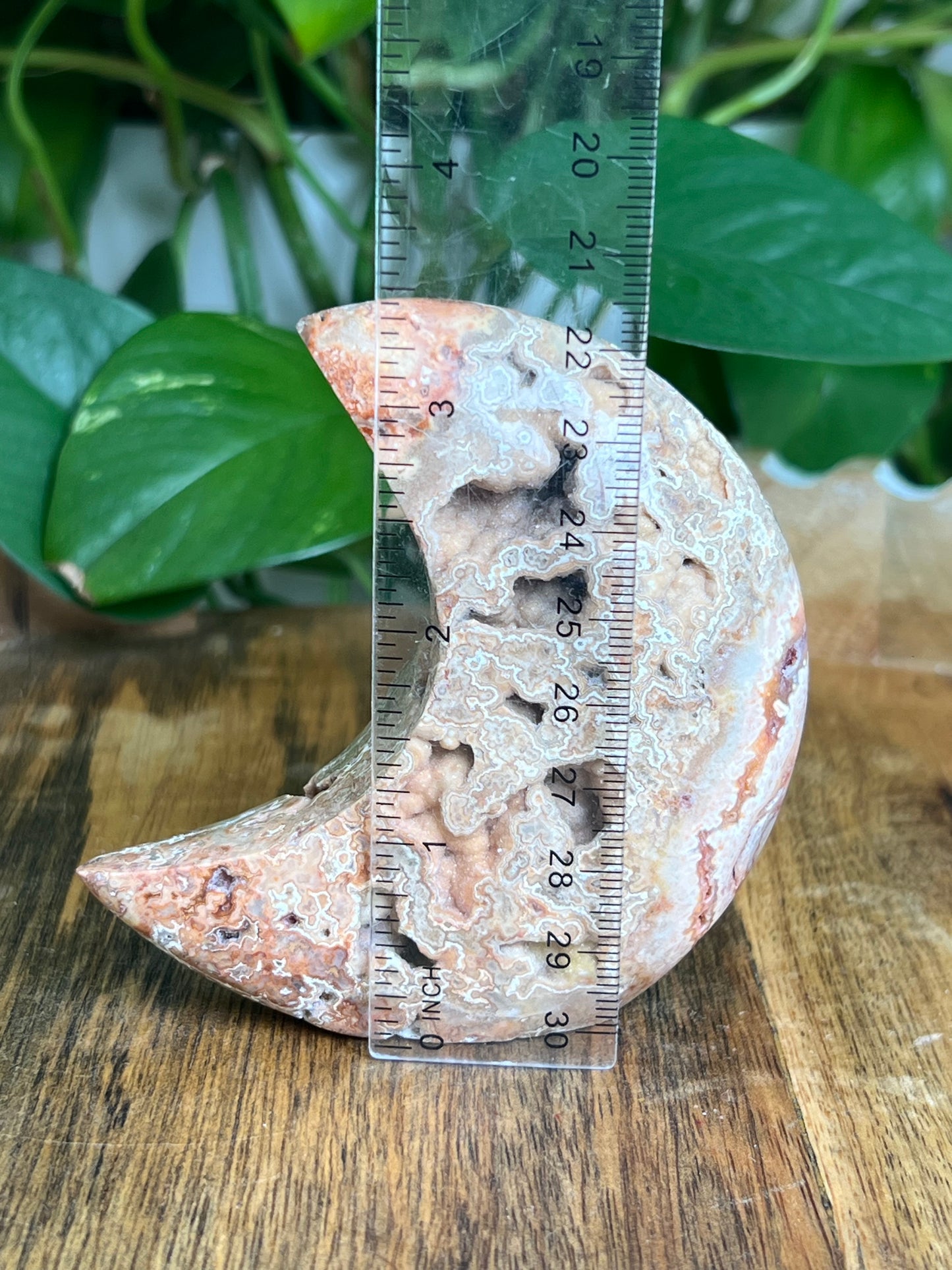 Crazy Lace Agate Self-Standing Moon: MC