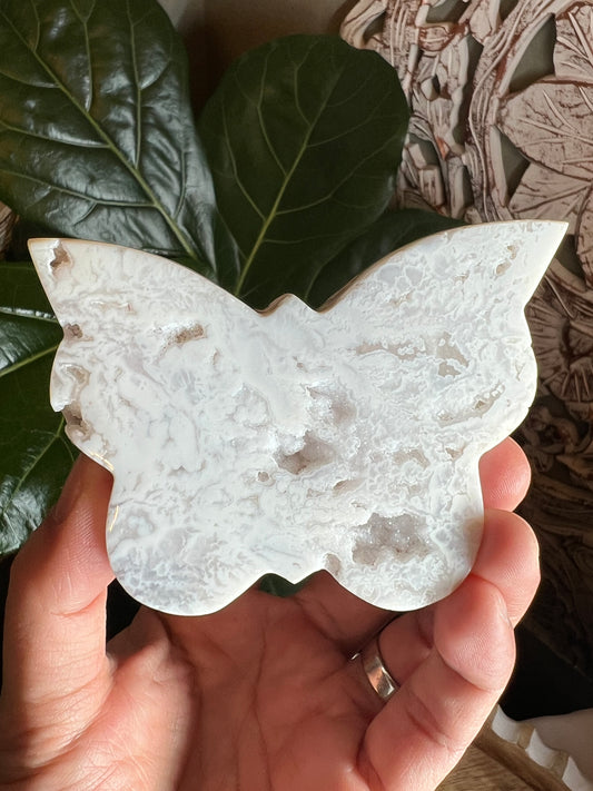 White Plume Agate Butterfly