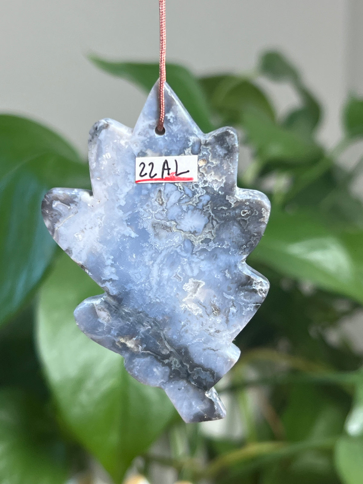 Blue Plume Agate Leaf Ornaments