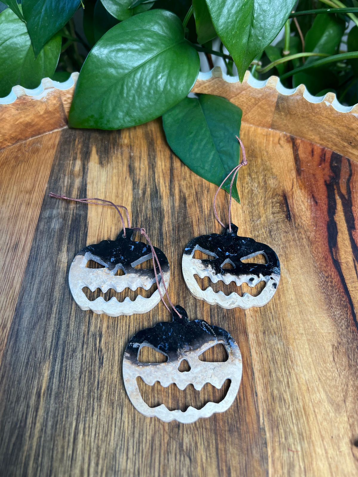 Palm Root Pumpkin Ornaments