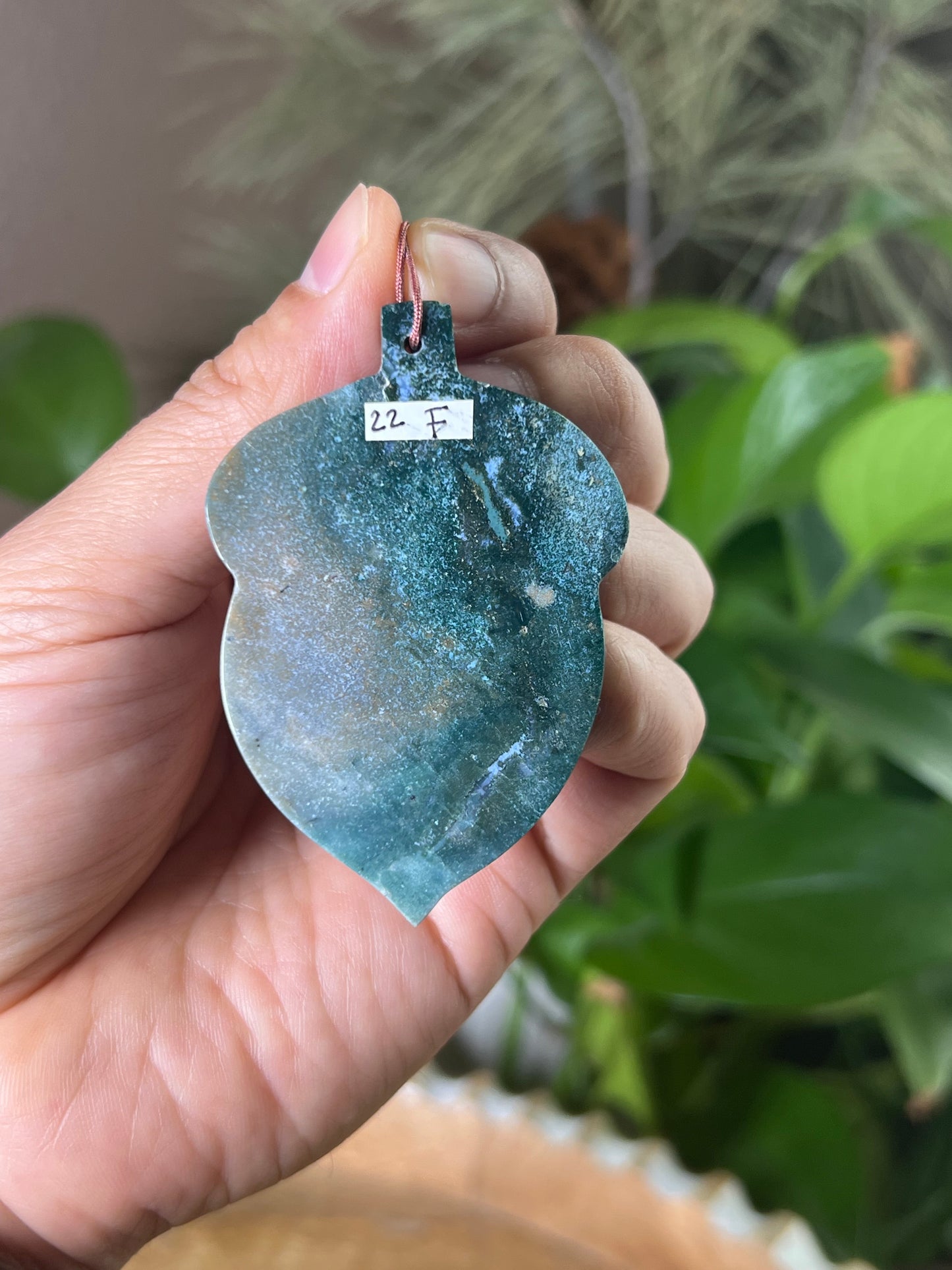 Blue Green Jasper Acorn Ornament