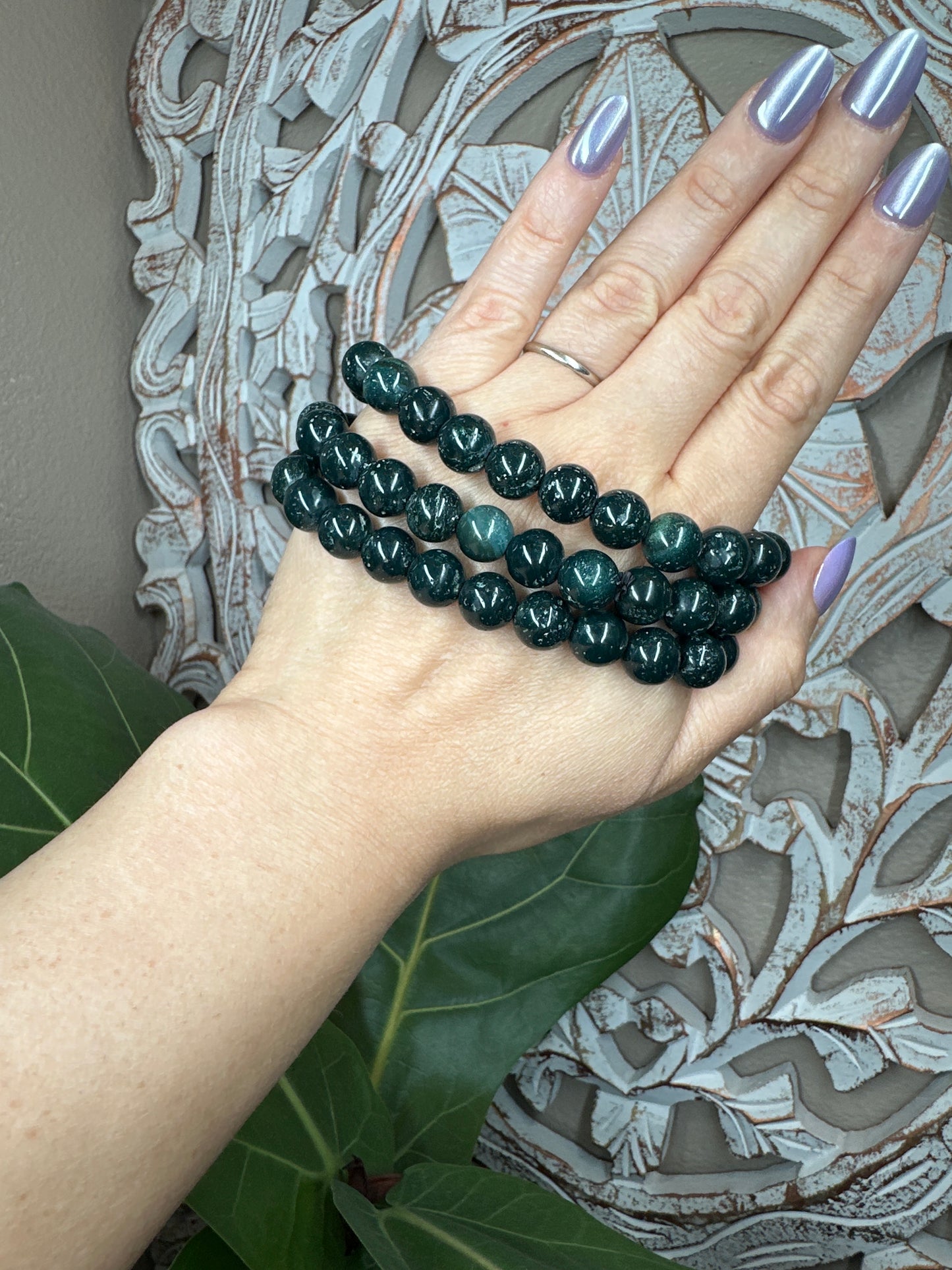 Blue-Green Jasper Beaded Bracelet (10mm)